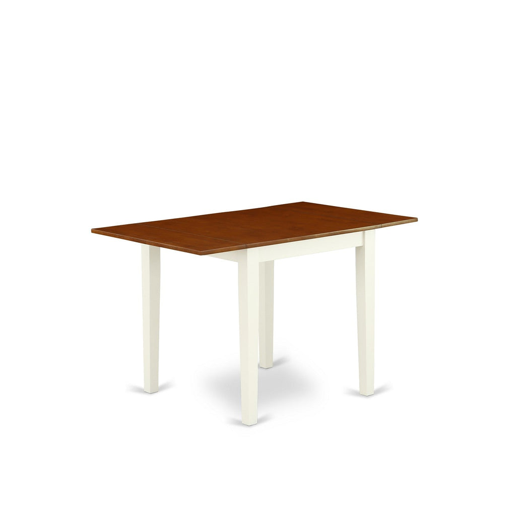 East West Furniture NDQU5-WHI-W 5 Piece Dinette Set for 4 Includes a Rectangle Dining Room Table with Dropleaf and 4 Kitchen Dining Chairs