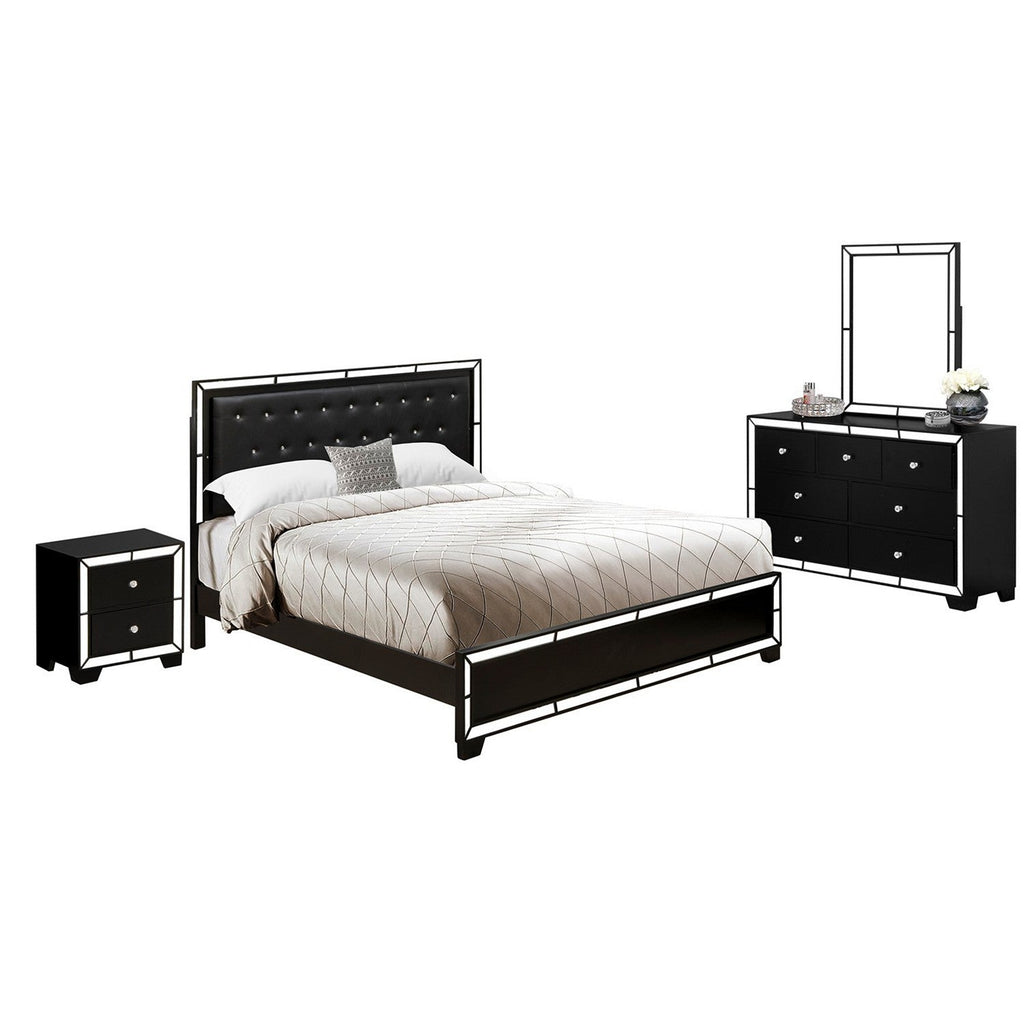 NE11-K1NDM0 4-Pc Nella Button Tufted King Size Bed Set with a Bed Frame