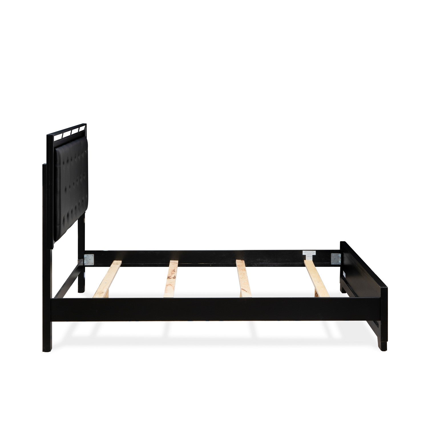 NE11-Q1NDM0 Juego de cama de madera de 4 piezas para dormitorio con plataforma capitoné tamaño queen