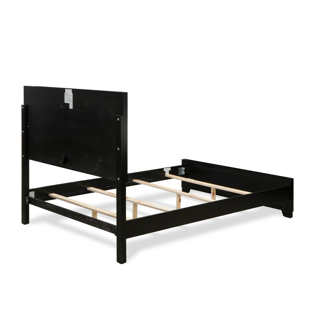 NE11-Q1N000 2-PC Nella Wooden Set Bedroom with Button Tufted Queen Bed and Small Nightstand - Black Leather Headboard and Black legs