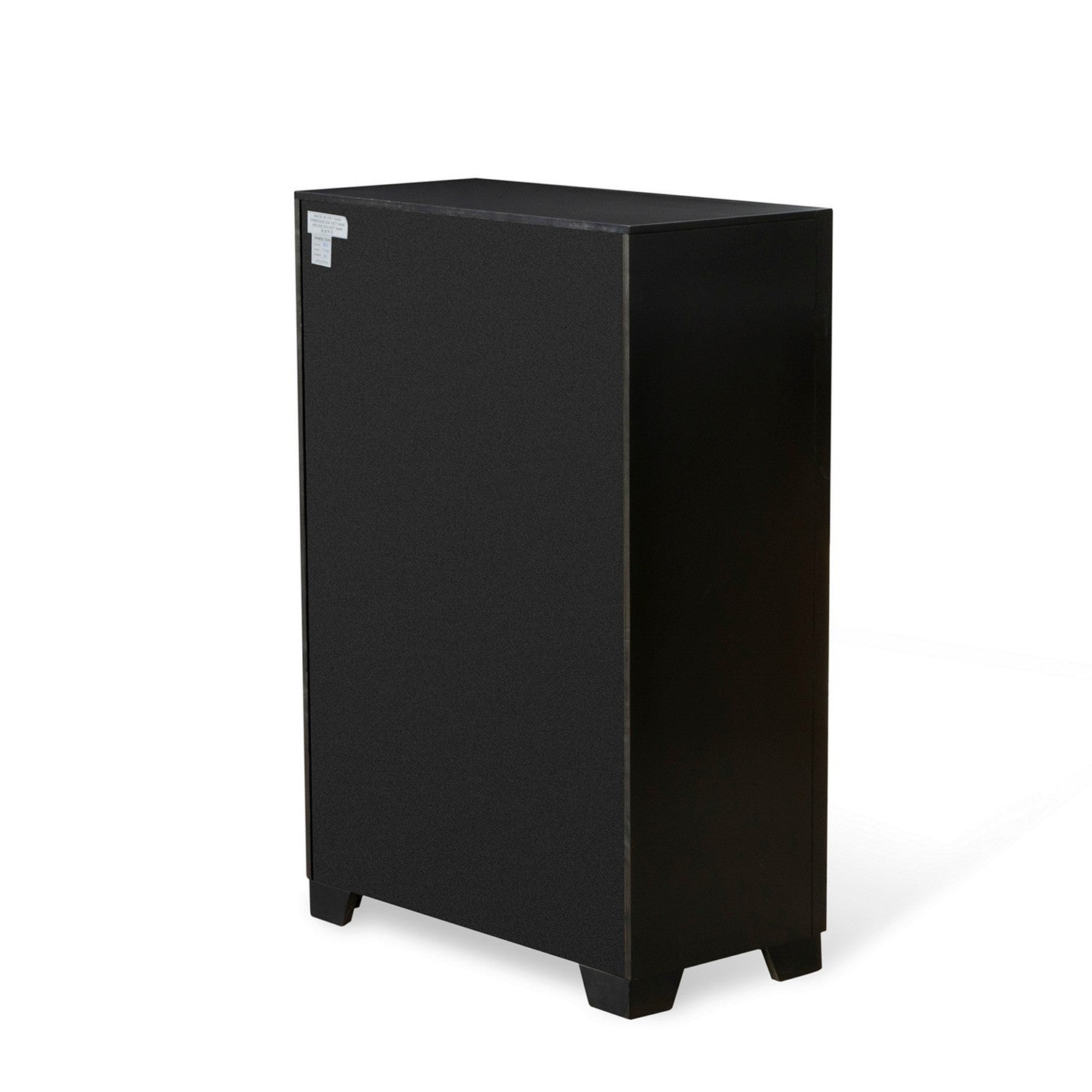 East West Furniture NE11-K1NDMC 5-PC Nella Bedroom Set with a Button Tufted King Bed, Drawer Dresser, Mirror Bedroom, Chest of Drawers and a Night Stand - Black faux Leather Head board and Black Legs