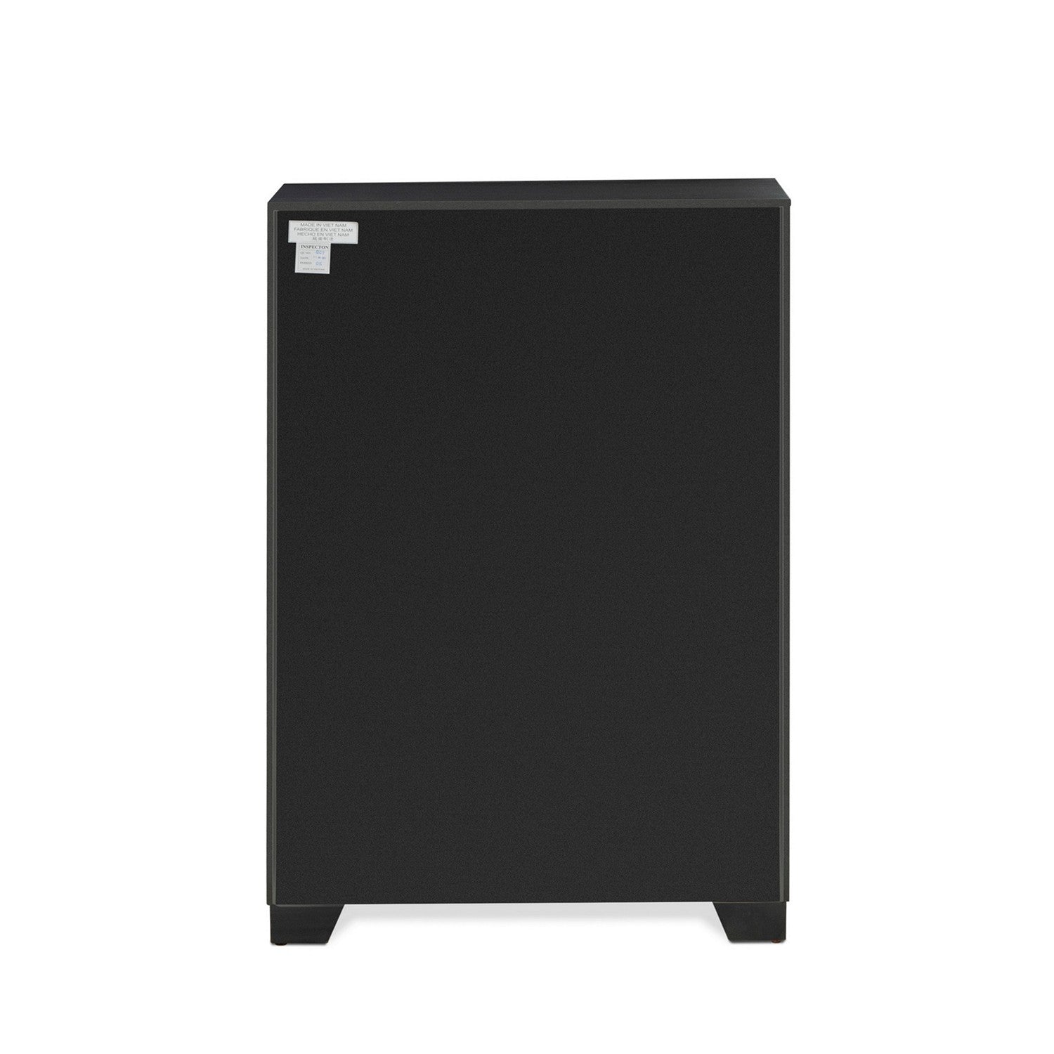East West Furniture NE11-K2NDMC 6-PC Nella Frame Set with a Button Tufted King Frame, Wood Dresser, Makeup Mirror, Drawer Chest and 2 Nightstands - Black faux Leather King Headboard and Black Legs