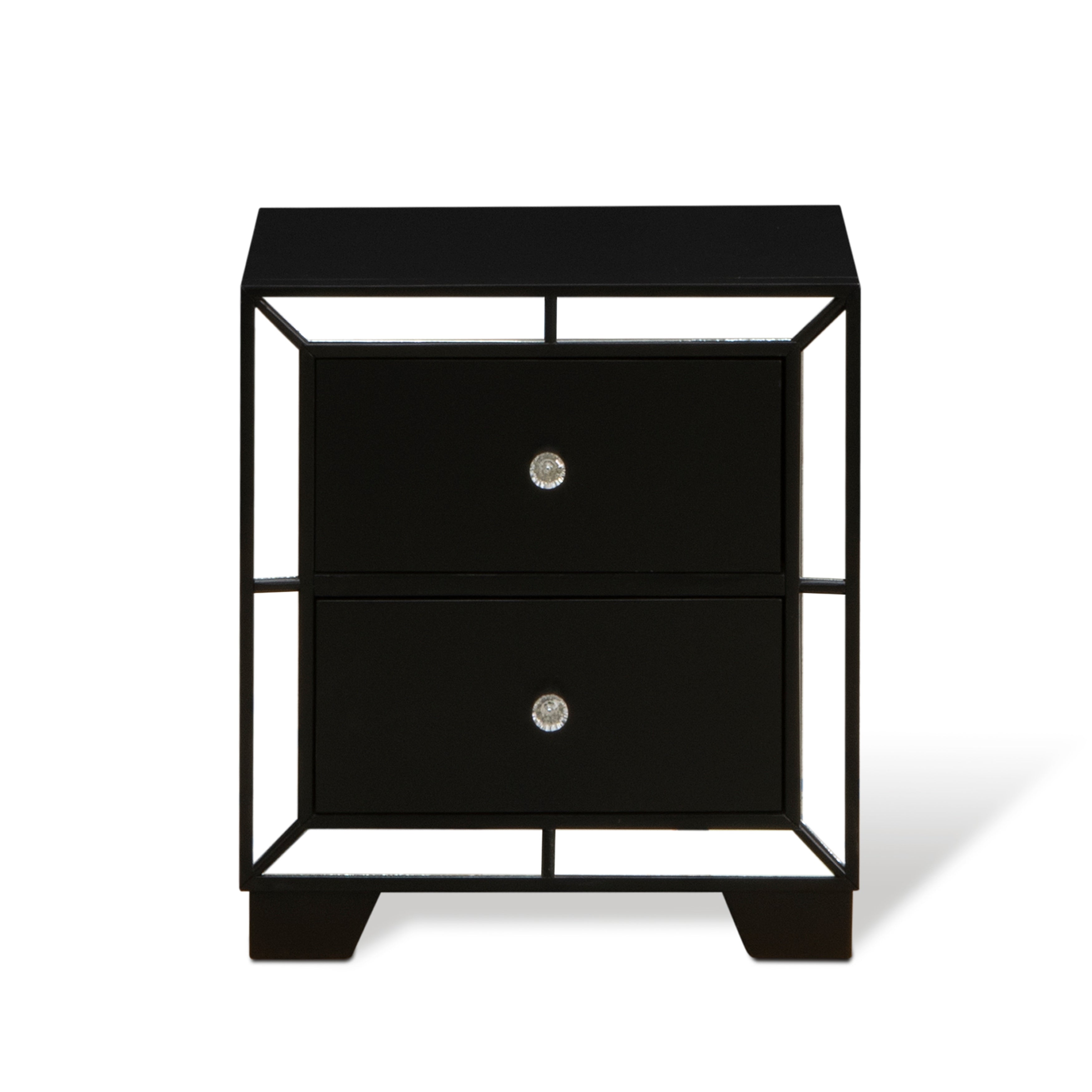 East West Furniture NEN-11 Nella Wood Nightstand with 2 Drawers for any Bedroom - Black Legs
