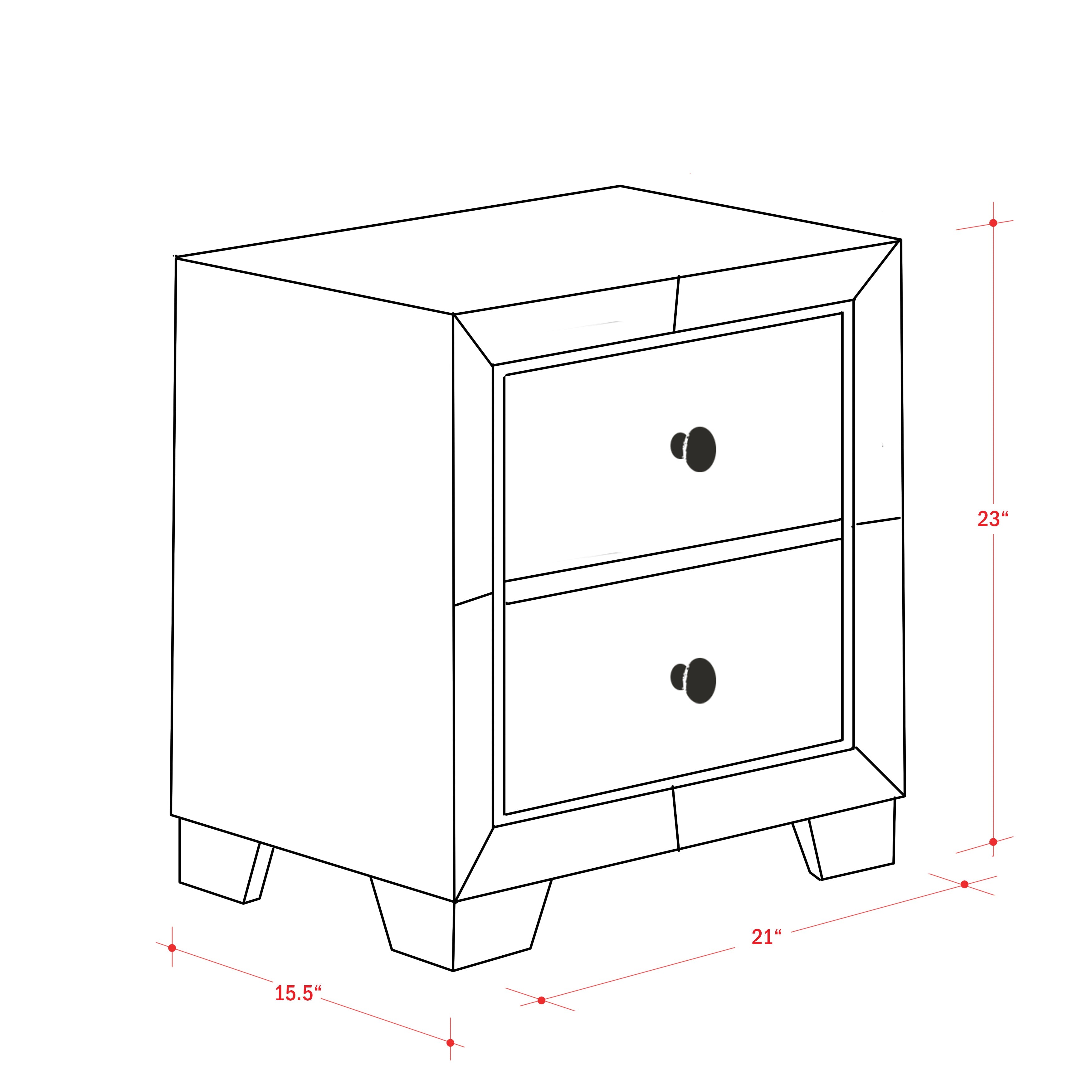 East West Furniture NEN-11 Nella Wood Nightstand with 2 Drawers for any Bedroom - Black Legs