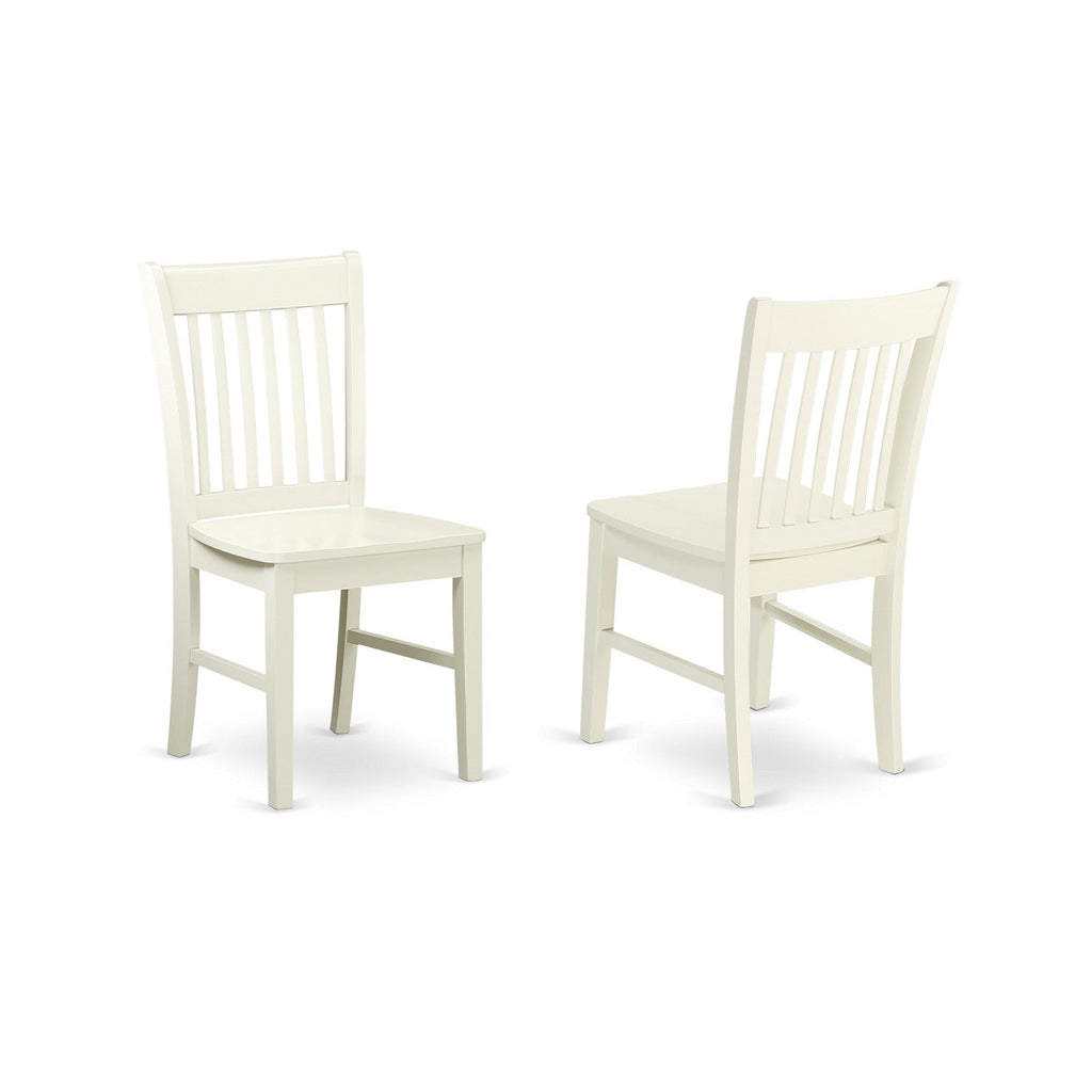 East West Furniture NFC-LWH-W Norfolk Dining Room Chairs - Slat Back Solid Wood Seat Chairs, Set of 2, Linen White