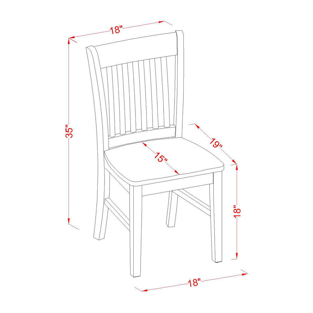 East West Furniture NFC-LWH-W Norfolk Dining Room Chairs - Slat Back Solid Wood Seat Chairs, Set of 2, Linen White