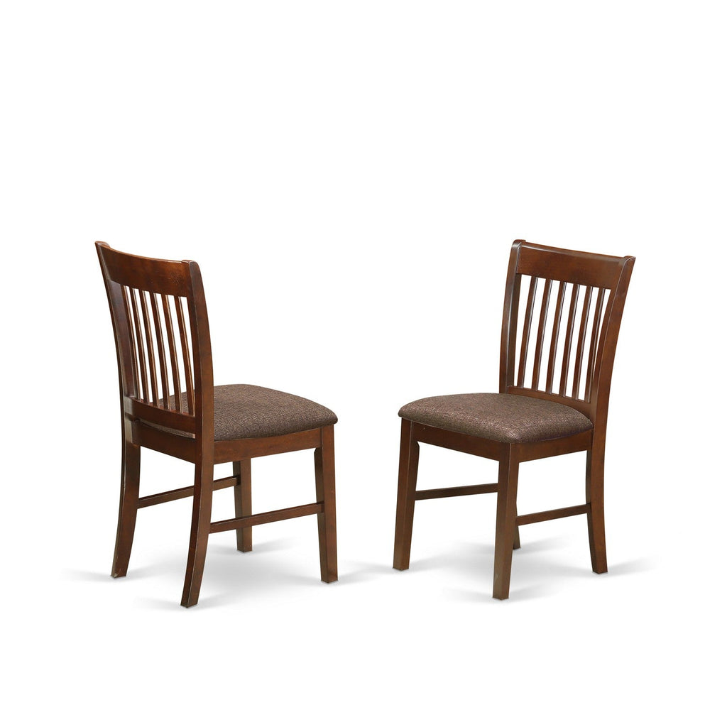 East West Furniture NFC-MAH-C Norfolk Dinette Chairs - Linen Fabric Upholstered Wooden Chairs, Set of 2, Mahogany