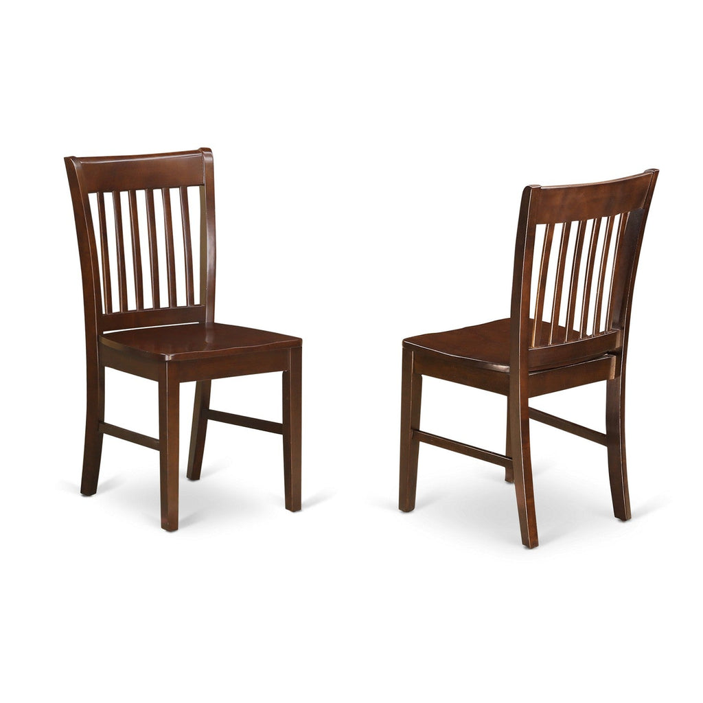East West Furniture NFC-MAH-W Norfolk Dining Room Chairs - Slat Back Solid Wood Seat Chairs, Set of 2, Mahogany