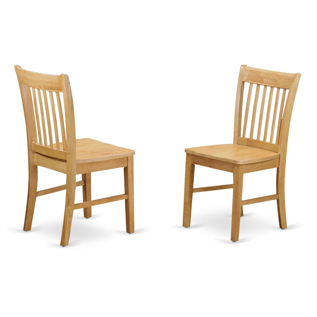 East West Furniture NFC-OAK-W Norfolk Dining Chairs - Slat Back Wooden Seat Chairs, Set of 2, Oak