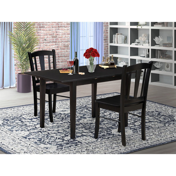 EAST WEST FURNITURE - NFDL3-BLK-W - 3-Piece Kitchen Dining Room 