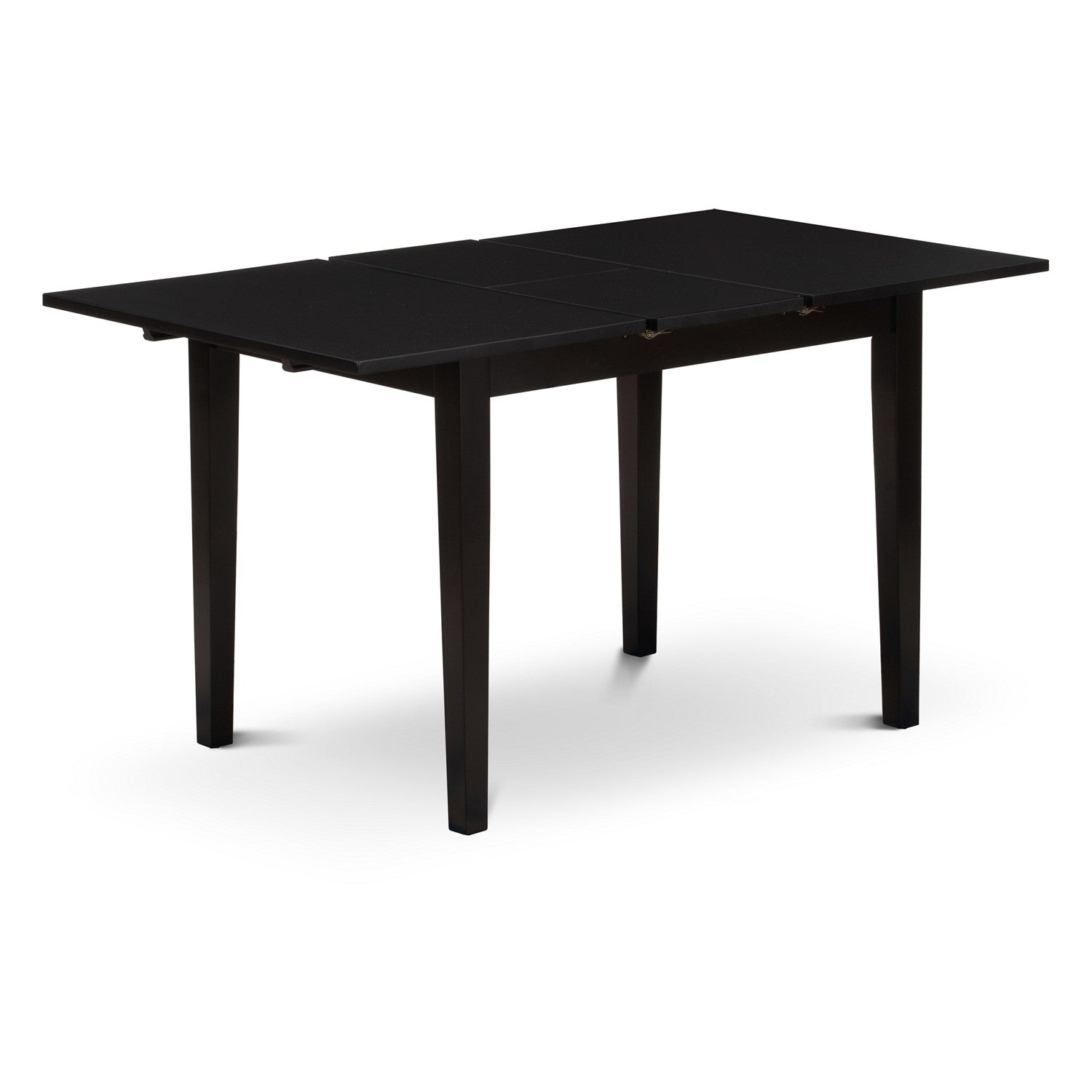 EAST WEST FURNITURE - NFDL5-BLK-W - 5-Piece Kitchen Table Set- 4 Wood Chair with Wooden Seat and Slatted Chair Back - Removable leaf Rectangular Dining Table (Black Finish)