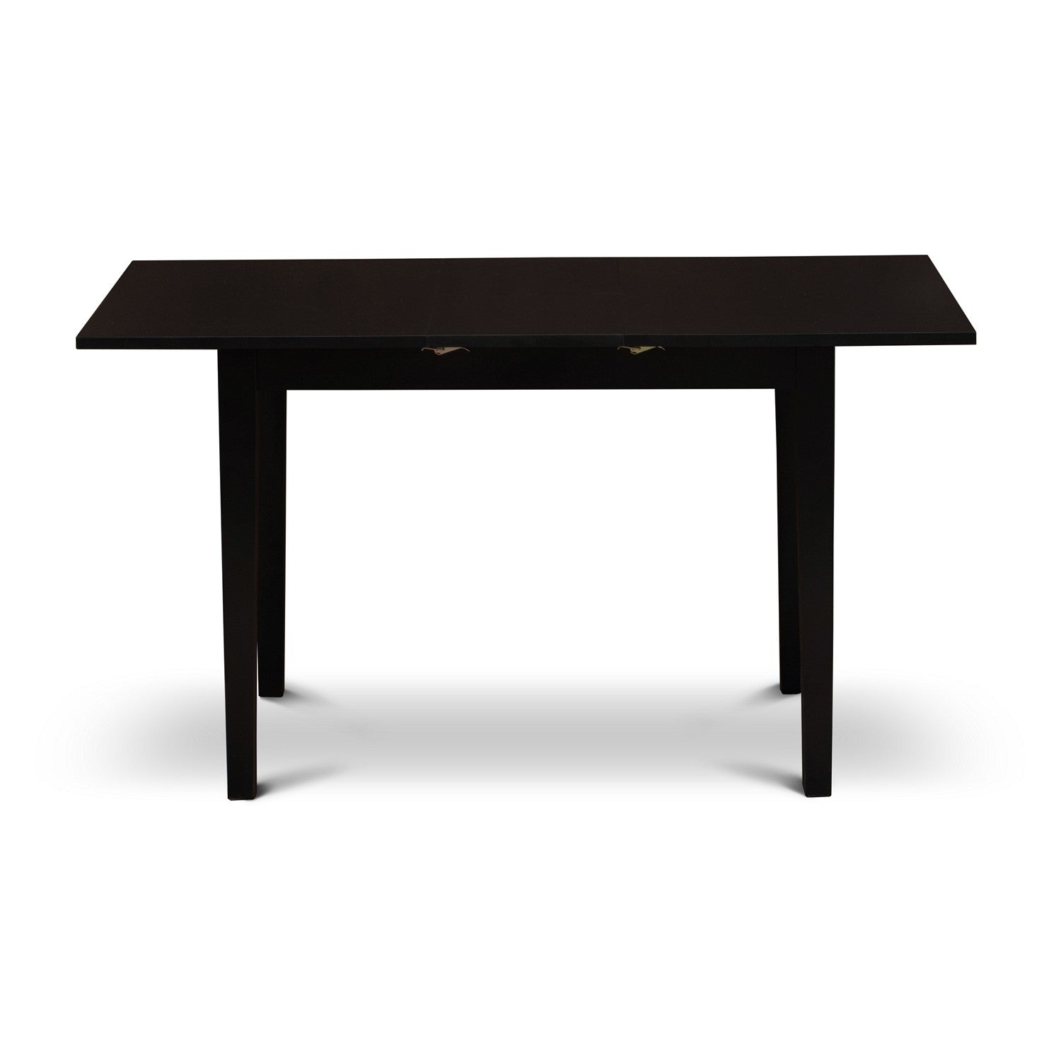 East West Furniture NOGR5-BLK-W 5-Pc Rectangular dining table set 4 dining chairs with Slatted Back and wooden seat and Butterfly leaf table with Rectangular Top and 4 Legs- Black Finish