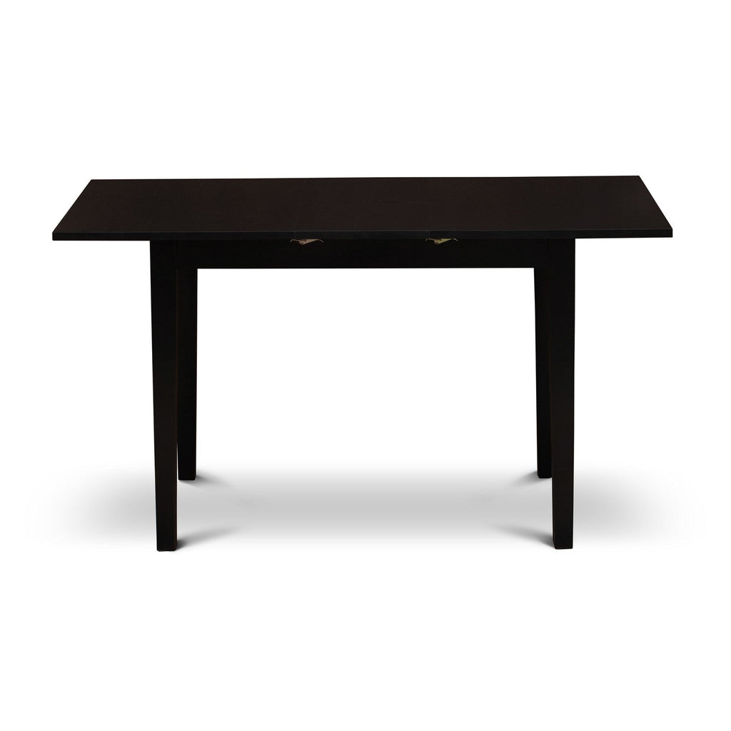 East West Furniture NFT-BLK-T Norfolk Kitchen Table - a Rectangle Dining Table Top with Butterfly Leaf, 32x54 Inch, Black