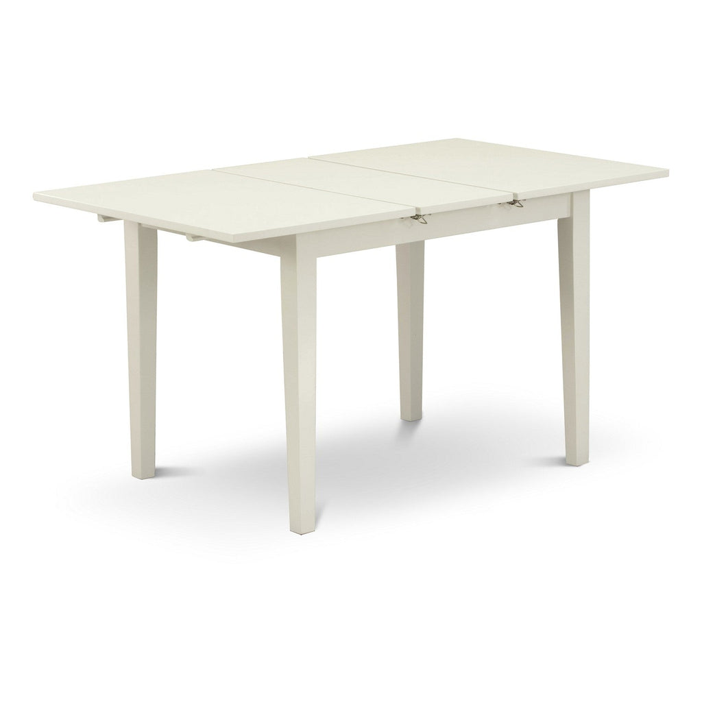 East West Furniture NOVA5-LWH-C 5 Piece Dining Room Furniture Set Includes a Rectangle Kitchen Table with Butterfly Leaf and 4 Linen Fabric Upholstered Chairs