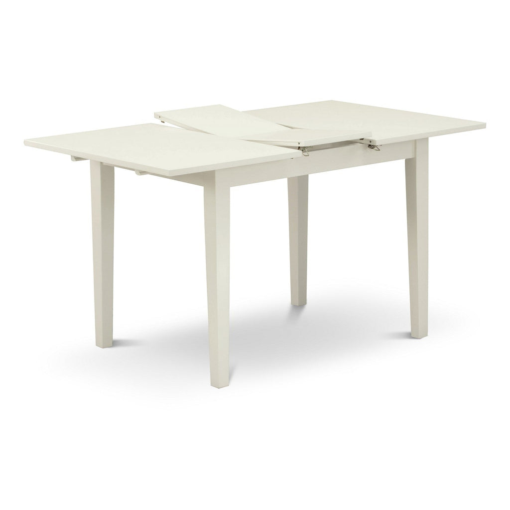 East West Furniture NOVA5-LWH-C 5 Piece Dining Room Furniture Set Includes a Rectangle Kitchen Table with Butterfly Leaf and 4 Linen Fabric Upholstered Chairs