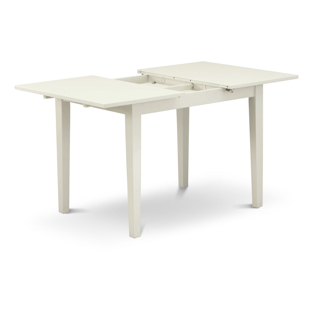 East West Furniture NOIP5-LWH-C 5 Piece Dining Set Includes a Rectangle Dining Room Table with Butterfly Leaf and 4 Linen Fabric Upholstered Chairs