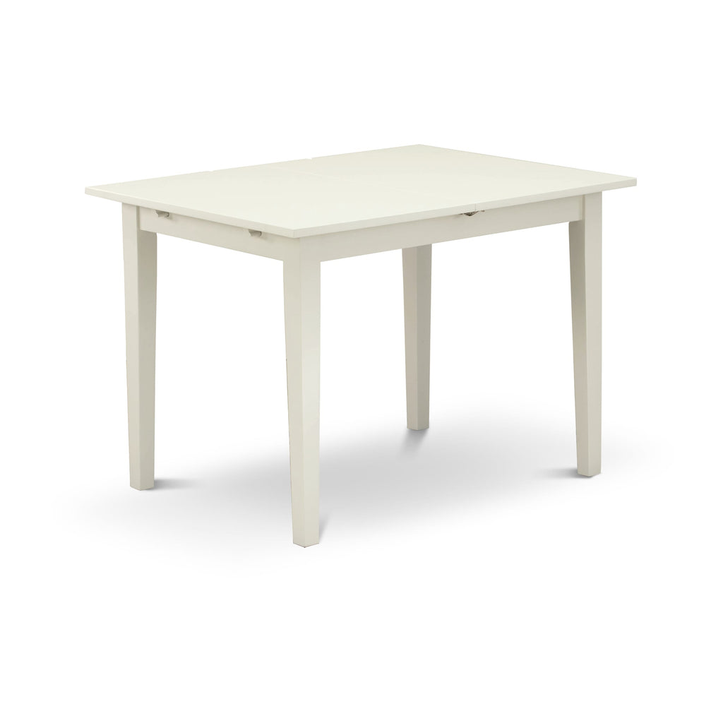 East West Furniture NOIP5-LWH-C 5 Piece Dining Set Includes a Rectangle Dining Room Table with Butterfly Leaf and 4 Linen Fabric Upholstered Chairs