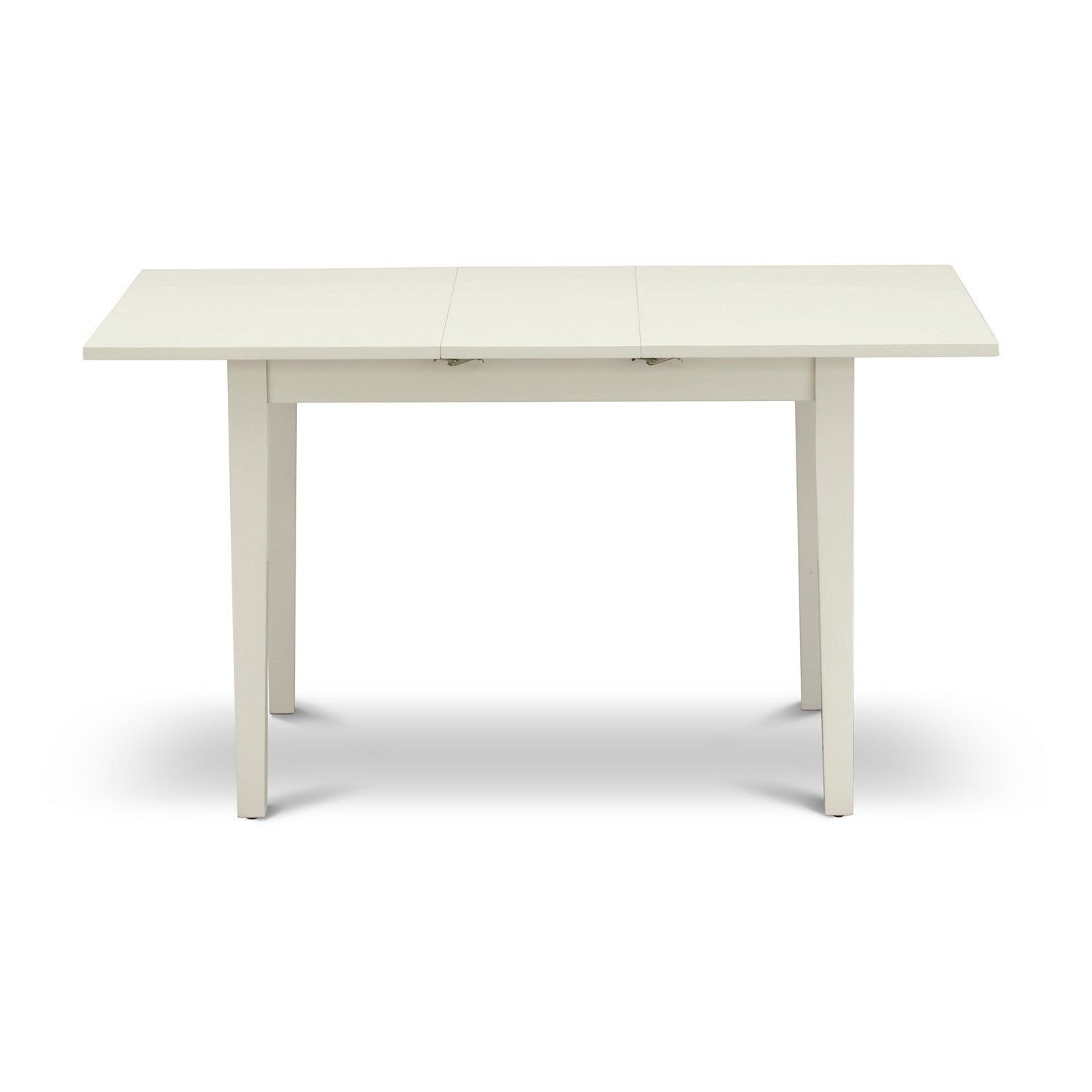 East West Furniture NFFO3-LWH-44 3-Pc Kitchen Table Set Includes 1 Removable leaf Rectangular Dining Table and 2 Linen white PU faux Leather Padded Parson Chair with Button Tufted Back - linen white Finish