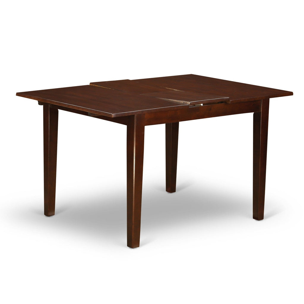 Juego de comedor de 3 piezas East West Furniture NOIP3-MAH-W. Incluye una mesa de cocina rectangular con diseño de hojas de mariposa y 2 sillas de comedor.