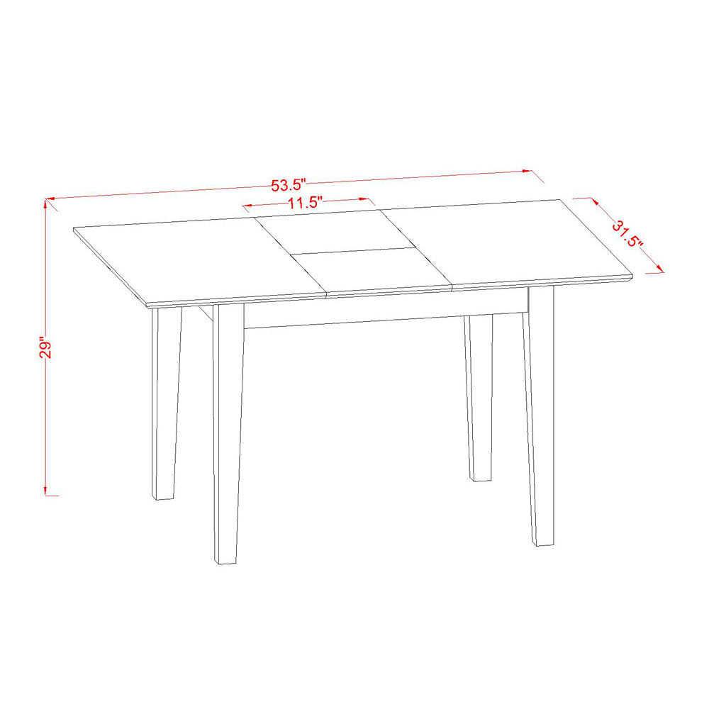 Juego de comedor de 3 piezas East West Furniture NOIP3-MAH-W. Incluye una mesa de cocina rectangular con diseño de hojas de mariposa y 2 sillas de comedor.