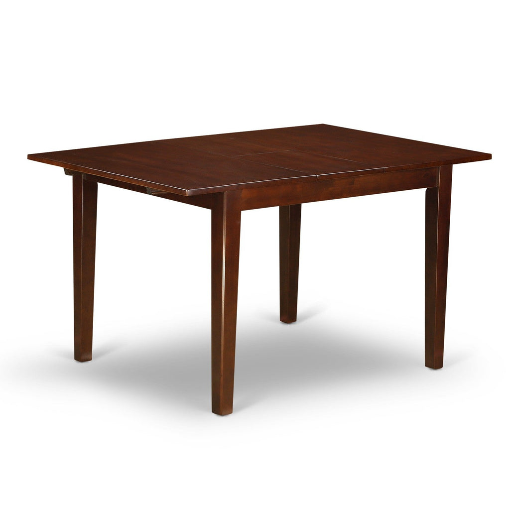 Juego de comedor de 3 piezas East West Furniture NOIP3-MAH-W. Incluye una mesa de cocina rectangular con diseño de hojas de mariposa y 2 sillas de comedor.