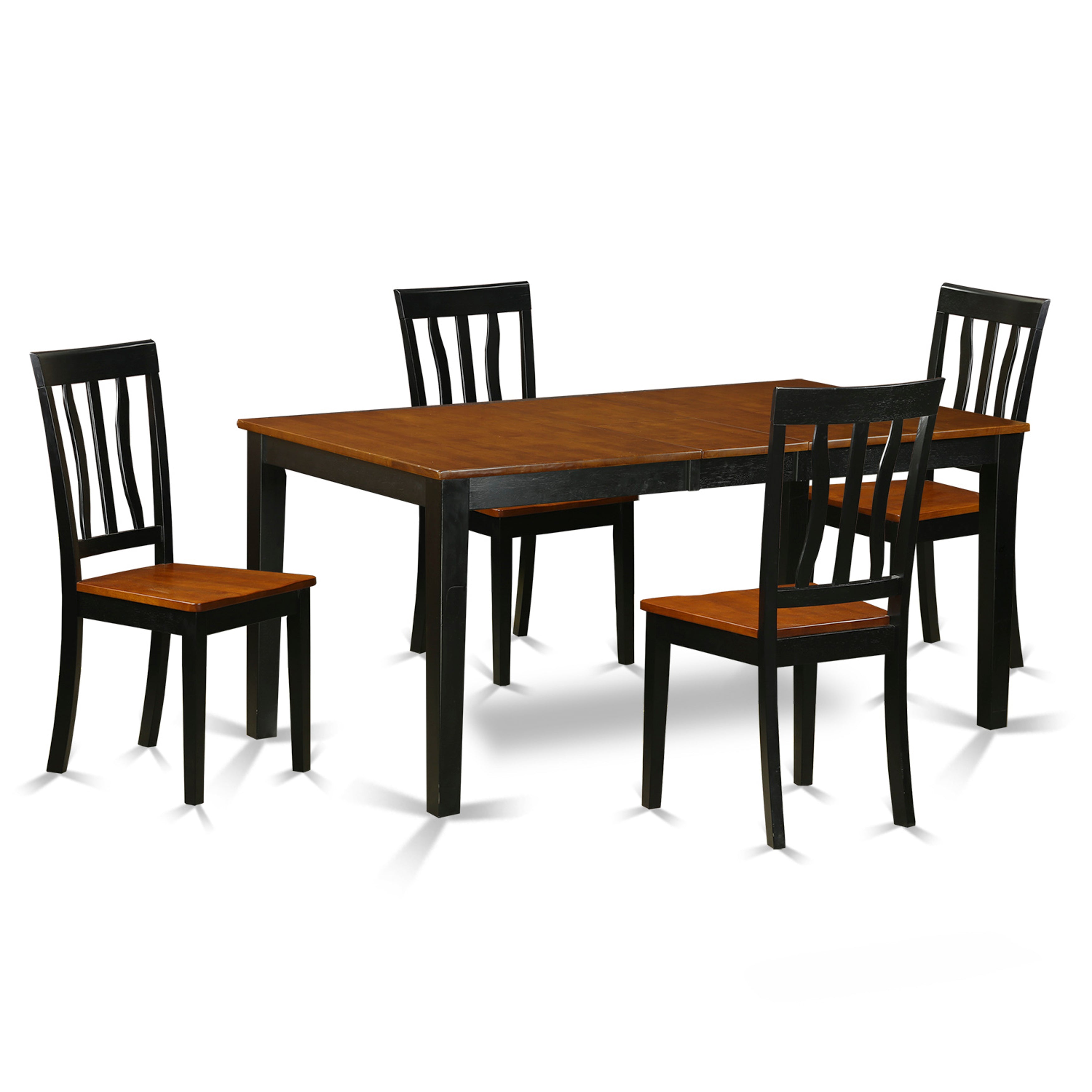NIAN5-BCH-W 5 PC Kitchen Table set-Dining Table and 4 Wood Kitchen Chairs