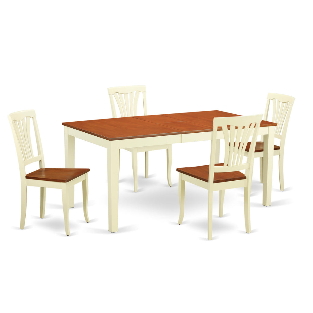 East West Furniture NIAV5-WHI-W 5 Piece Dinette Set for 4 Includes a Rectangle Dining Room Table with Butterfly Leaf and 4 Kitchen Dining Chairs