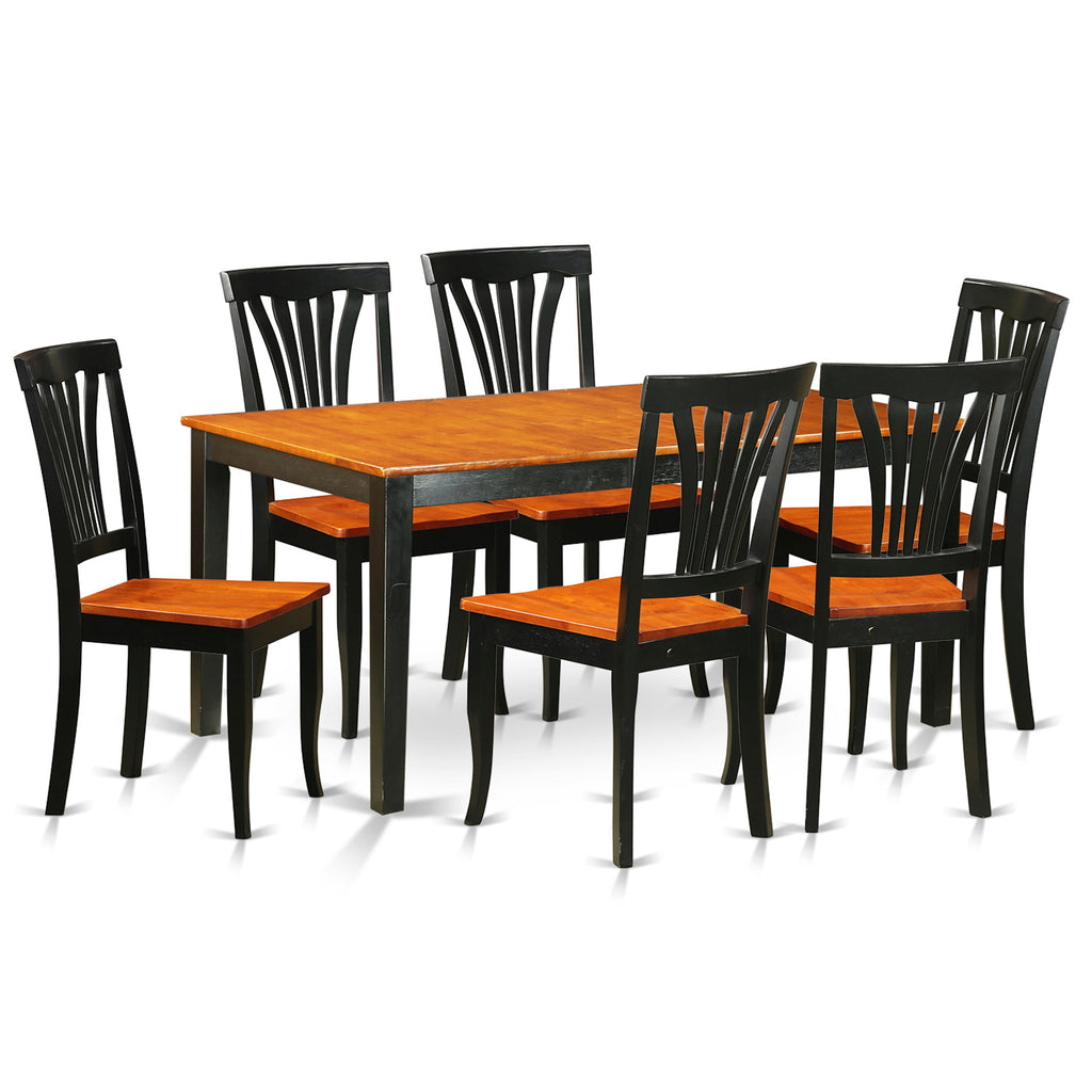 East West Furniture NIAV7-BCH-W 7 Piece Dining Table Set Consist of a Rectangle Dining Room Table with Butterfly Leaf and 6 Wood Seat Chairs