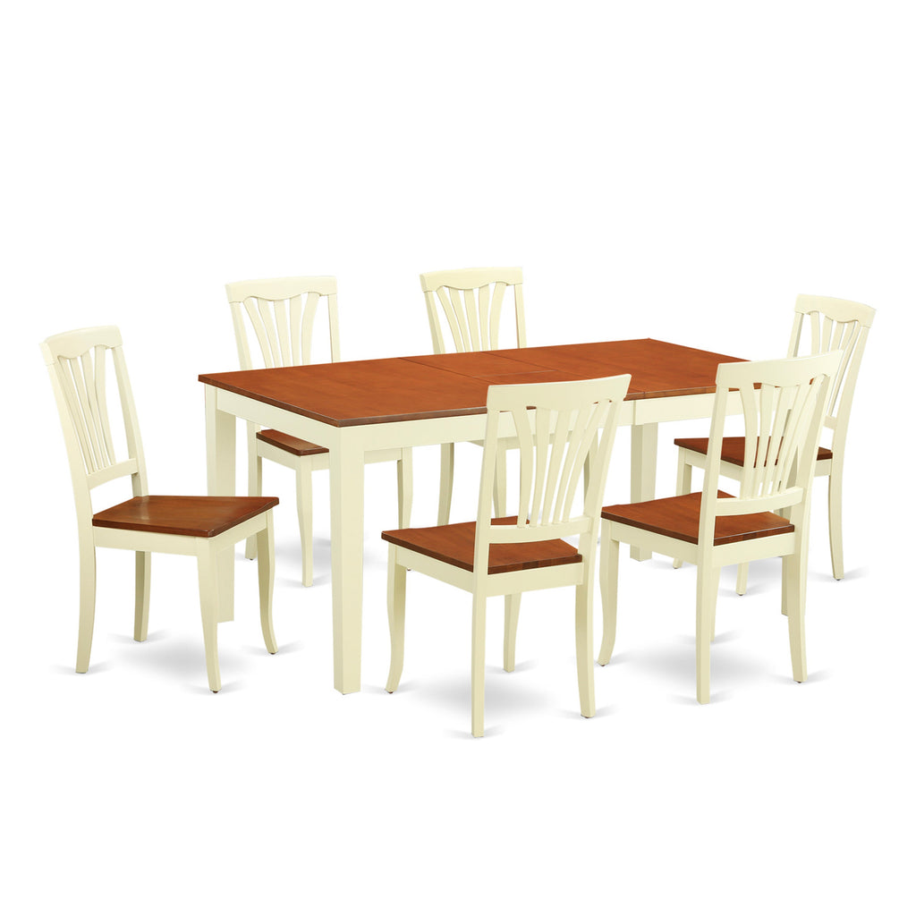 East West Furniture NIAV7-WHI-W 7 Piece Dining Room Table Set Consist of a Rectangle Wooden Table with Butterfly Leaf and 6 Kitchen Dining Chairs