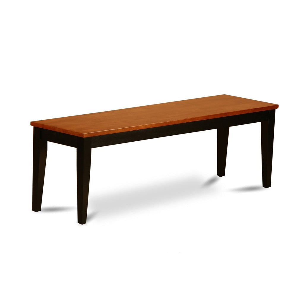 Juego de comedor de 6 piezas East West Furniture WEDA6N-BCH-W. Contiene una mesa de comedor rectangular con hojas de mariposa y 4 sillas de cocina con un banco.