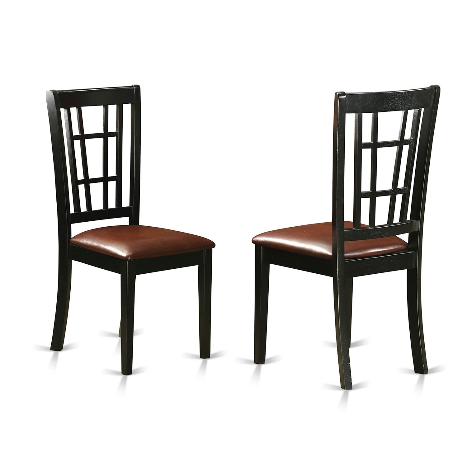 Sillas de comedor Nicoli NIC-BLK-LC de East West Furniture: sillas de madera tapizadas en piel sintética
