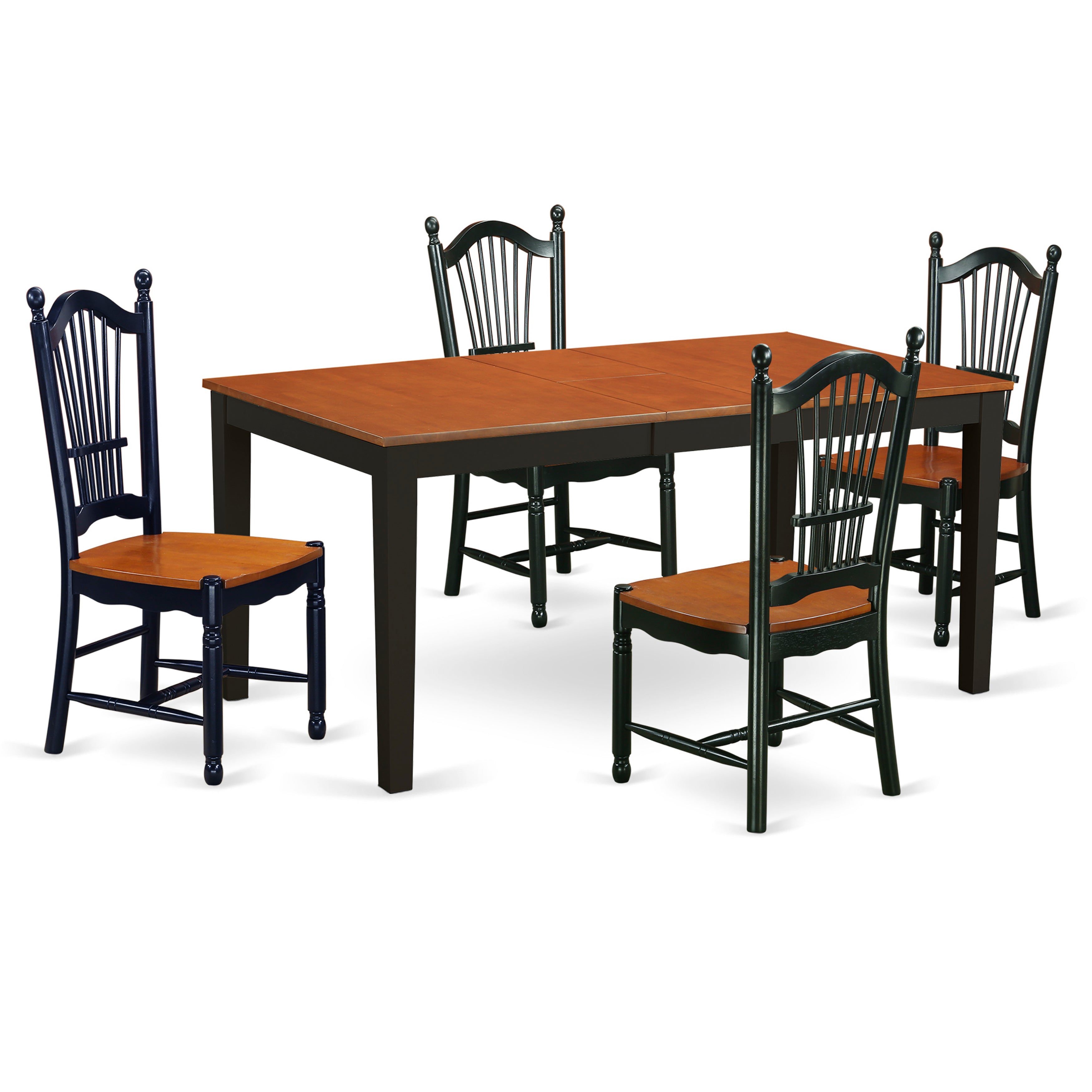 NIDO5-BCH-W 5-Piece dinette set for 4-Kitchen table and 4 dining chairs in Black and Cherry