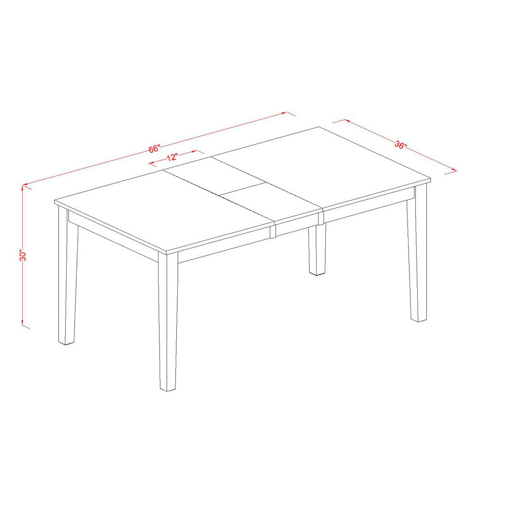 East West Furniture NIDA6-BCH-W 6 Piece Kitchen Table Set Contains a Rectangle Dining Table with Butterfly Leaf and 4 Dining Chairs with a Bench, 36x66 Inch, Black & Cherry