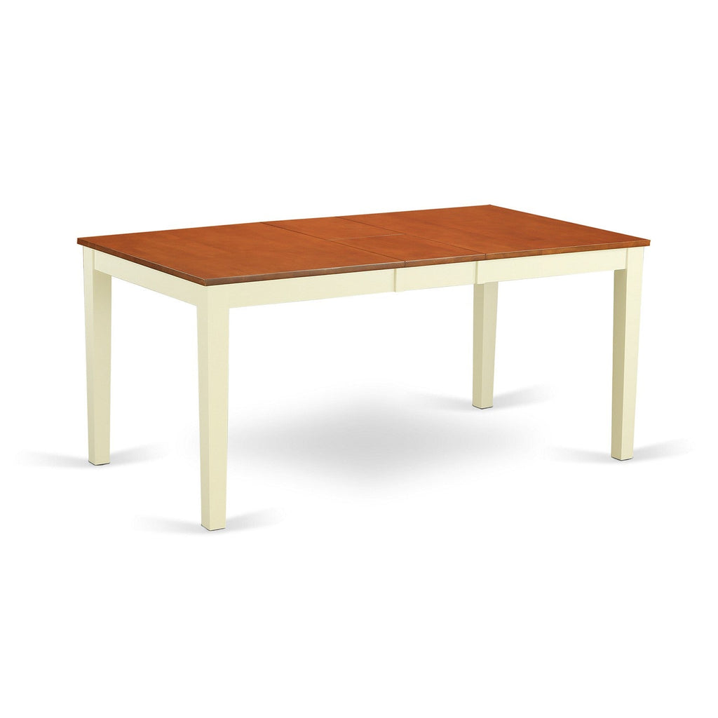 El juego de mesa de cocina de 6 piezas NIQU6-WHI-W de East West Furniture contiene una mesa de comedor rectangular con hojas de mariposa y 4 sillas de comedor con un banco.