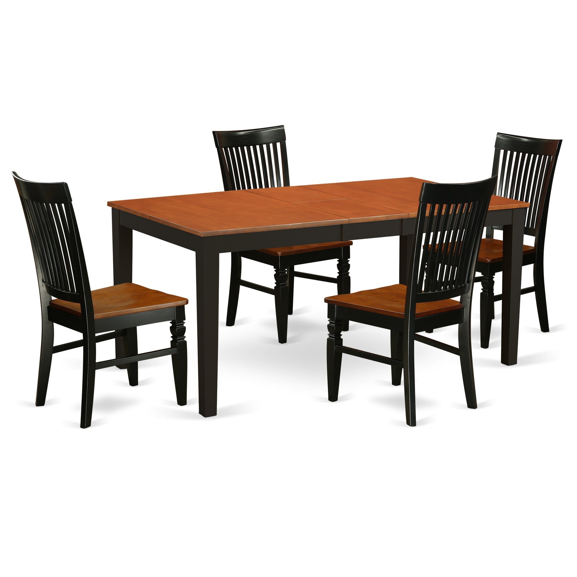 NIWE5-BCH-W 5 Pc Kitchen table set with a Kitchen Table and 4 Wood Seat Dining Chairs in Black and Cherry
