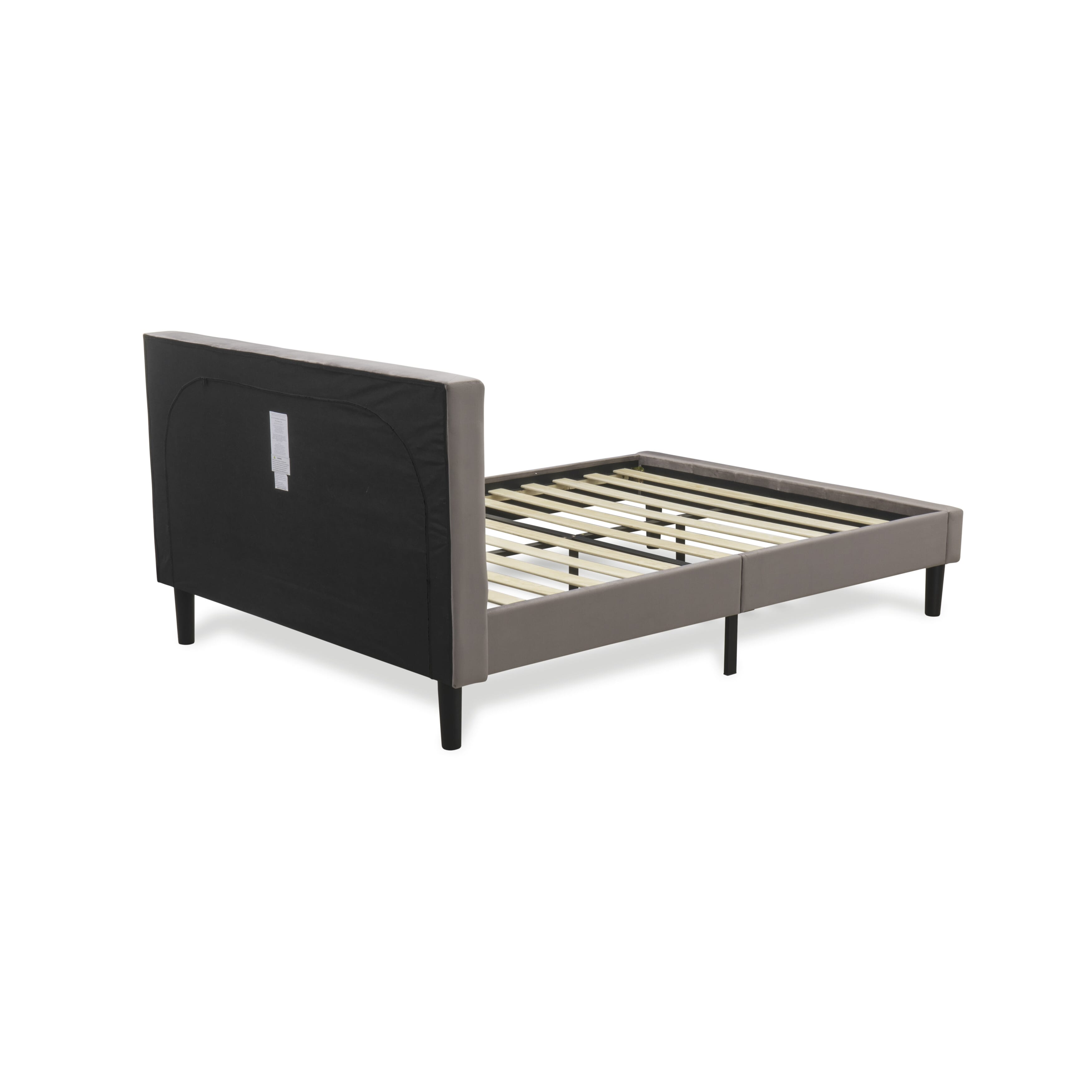 East West Furniture NL14F-1HA13 2 Piece Full Bed Set - Button Tufted Platform Bed Frame - Brown Taupe Velvet Fabric Upholstered Headboard and a Burgundy Finish Nightstand