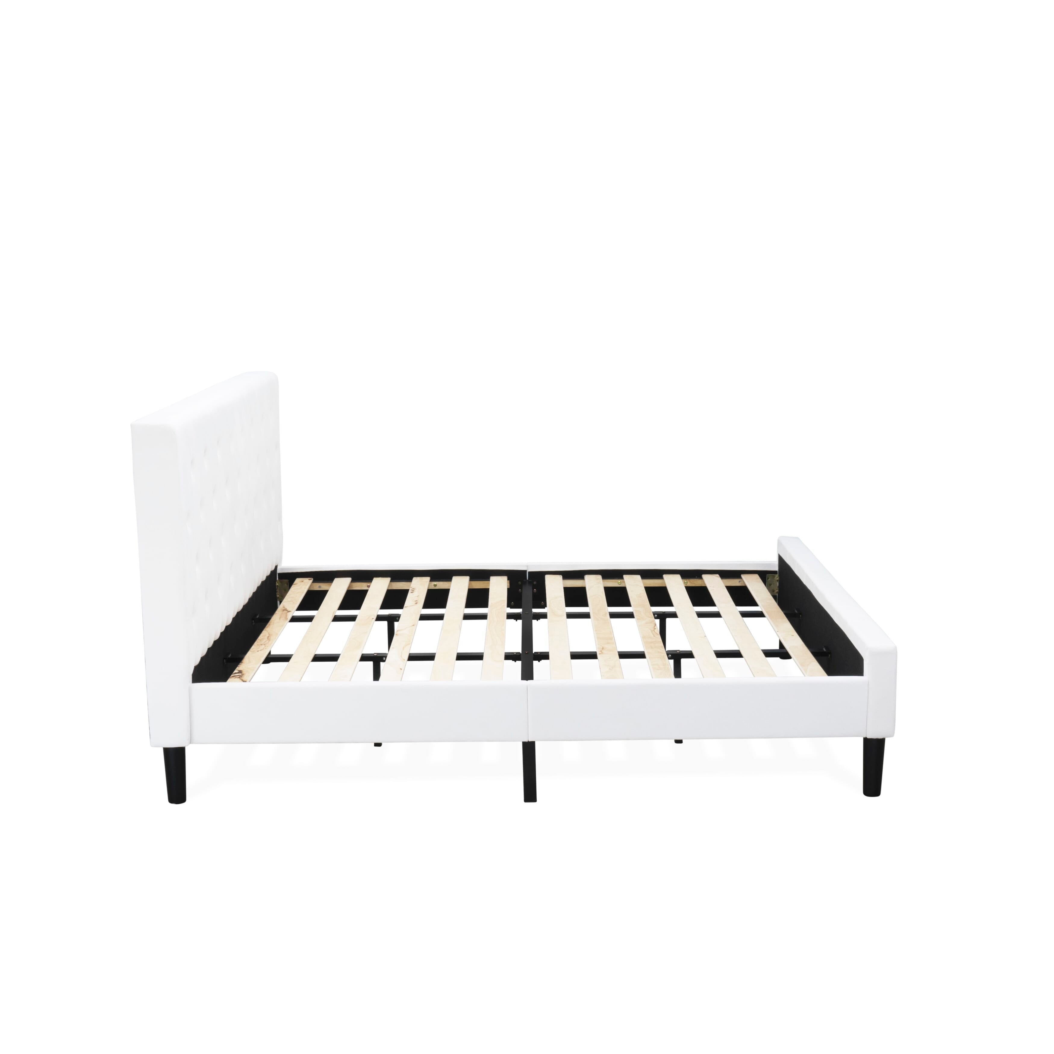 East West Furniture NL19K-2GO13 3 Piece King Bedroom Set - Button Tufted Platform Bed Frame - Linen white Velvet Fabric Upholstered Headboard and a Burgundy Finish Nightstand