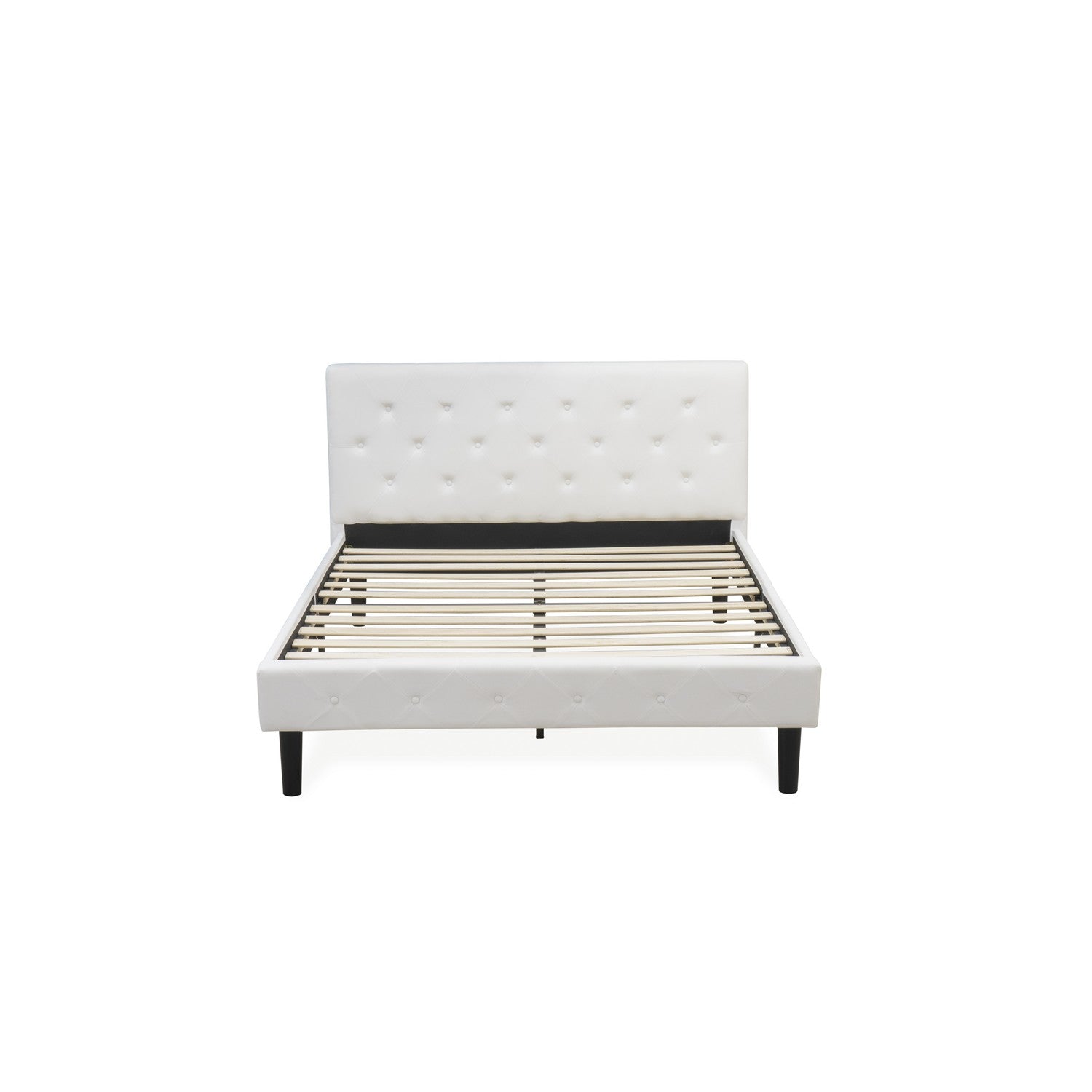 East West Furniture NL19Q-2GO13 3 Piece Queen Bed Set - Button Tufted Bed frame - Linen white Velvet Fabric Upholstered Headboard and a Burgundy Finish Nightstand