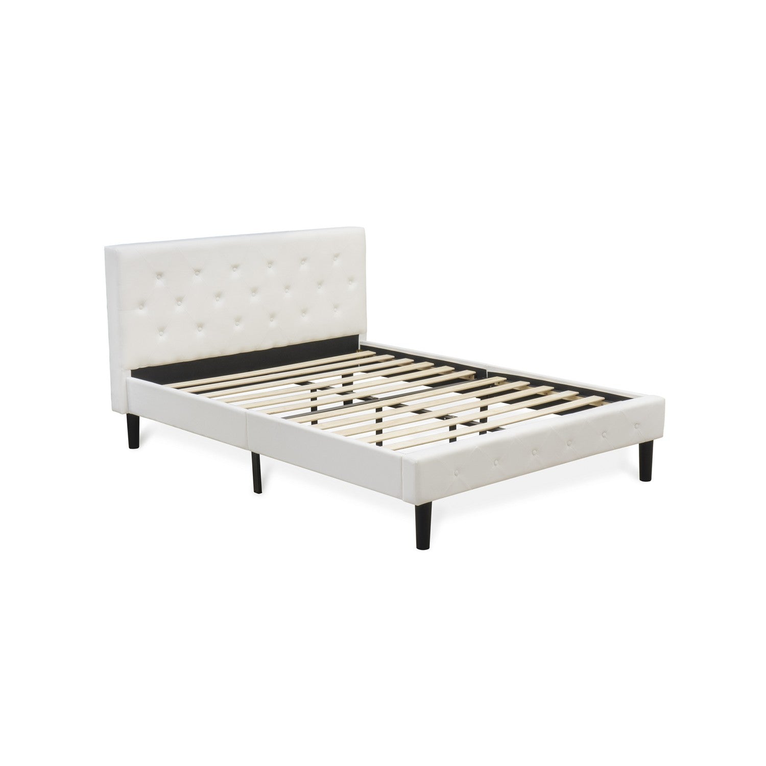 East West Furniture NL19Q-2GA12 3 Piece Queen Size Bedroom Set - Button Tufted Bed Frame - Linen white Velvet Fabric Upholstered Headboard and a Clover Green Finish Nightstand