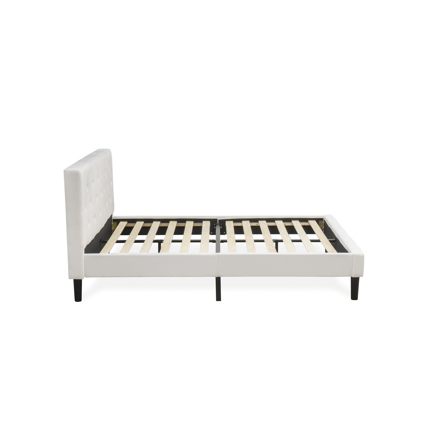 East West Furniture NL19Q-2HA14 3 Piece Bed Set - Button Tufted Queen Size Bed frame - Linen white Velvet Fabric Upholstered Headboard and an Urban Gray Finish Nightstand