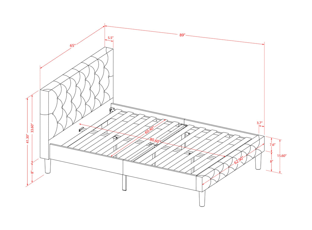 East West Furniture NL19Q-2VL14 3 Piece Bed Set - Button Tufted Wooden Bed Frame - White Velvet Fabric Upholstered Headboard and an Urban Gray Finish Nightstand