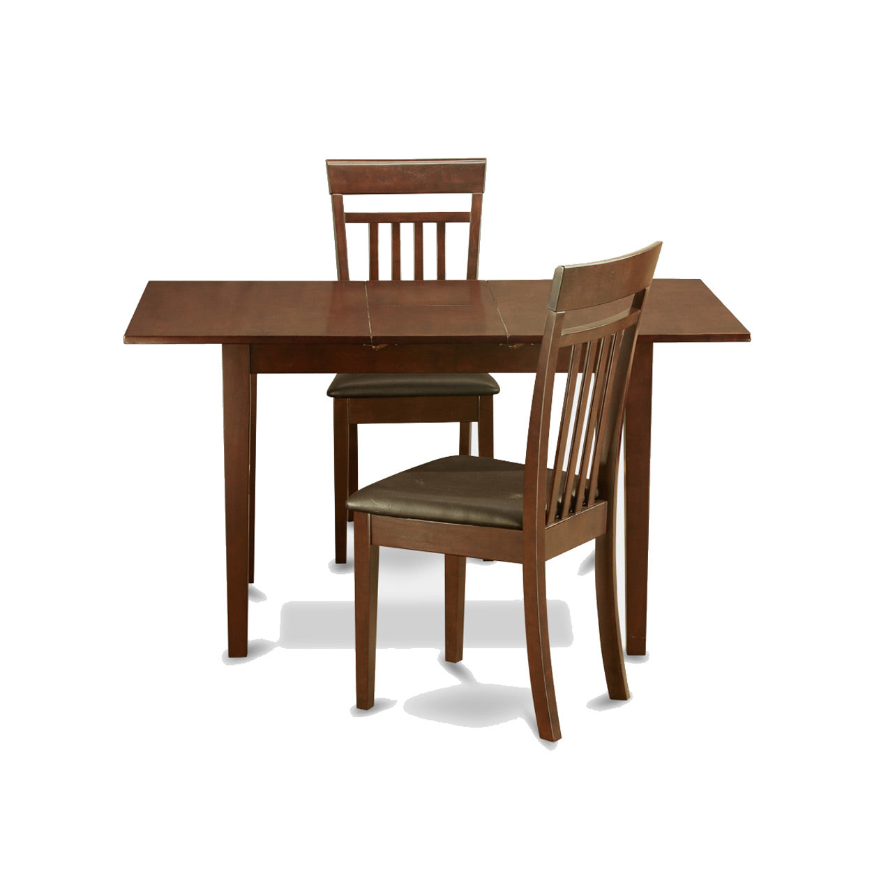 NOCA3-MAH-LC 3 Pc small Kitchen Table set - Table with Leaf and 2 Kitchen Chairs