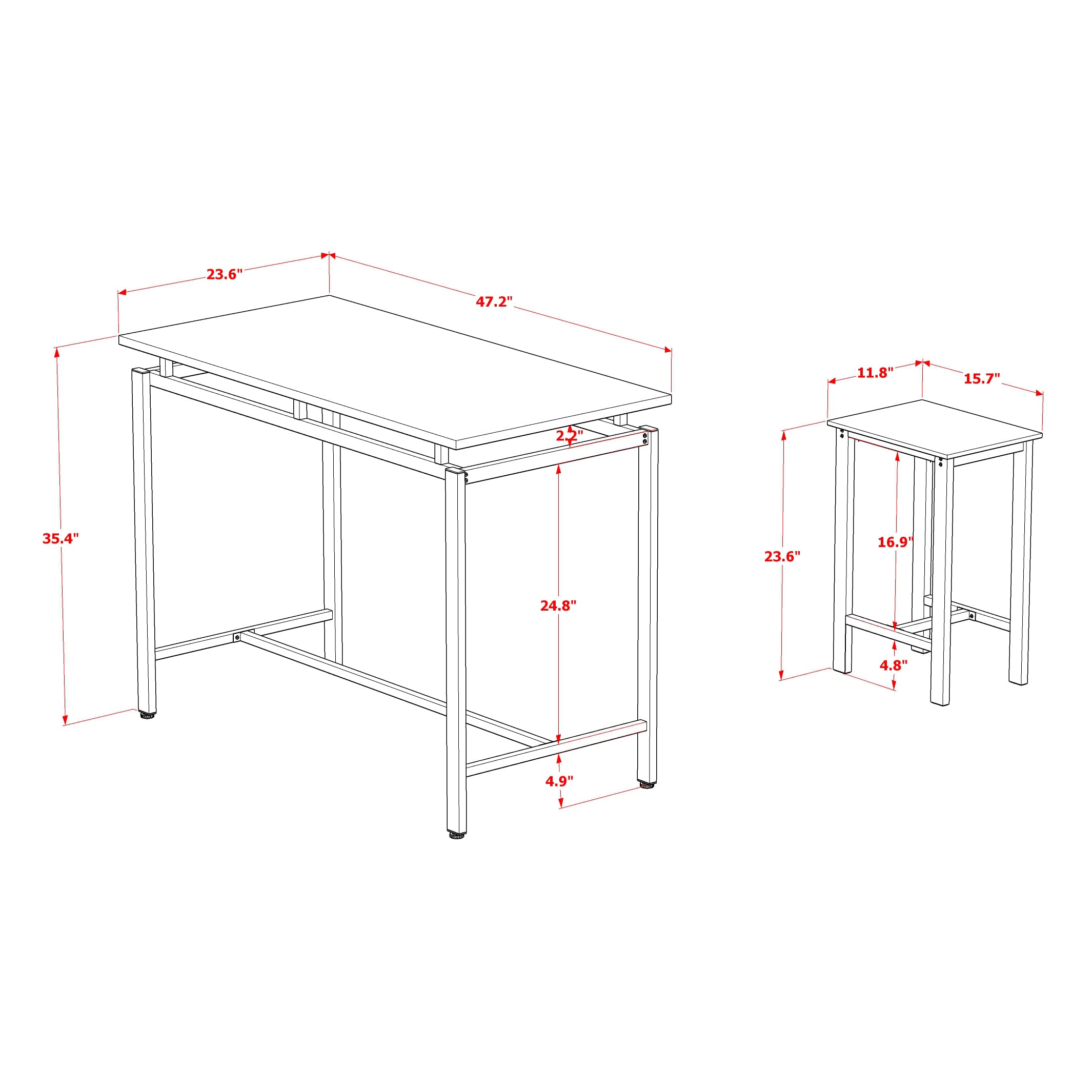 East West Furniture NODSW02 Nola 5 Piece Table and Chairs Set - 1 Modern Dining Table and 4 Backless Dining Room Chairs - Dining Table Set for 4 in Powder Coating Linen white Color and Linen white Wood Laminate