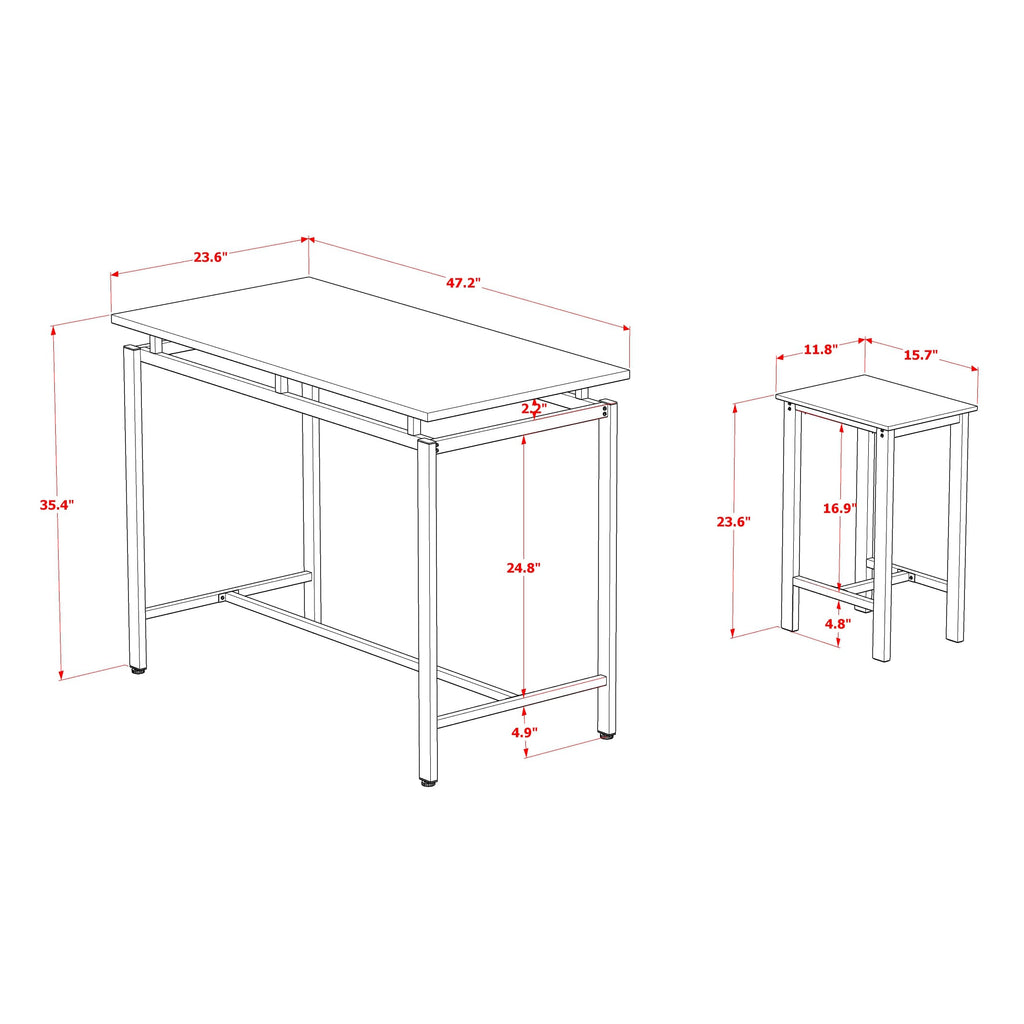 Juego de mesa de comedor de 5 piezas East West Furniture NODSW02 con altura de mostrador. Incluye una mesa rectangular de madera y 4 taburetes de mostrador sin respaldo.