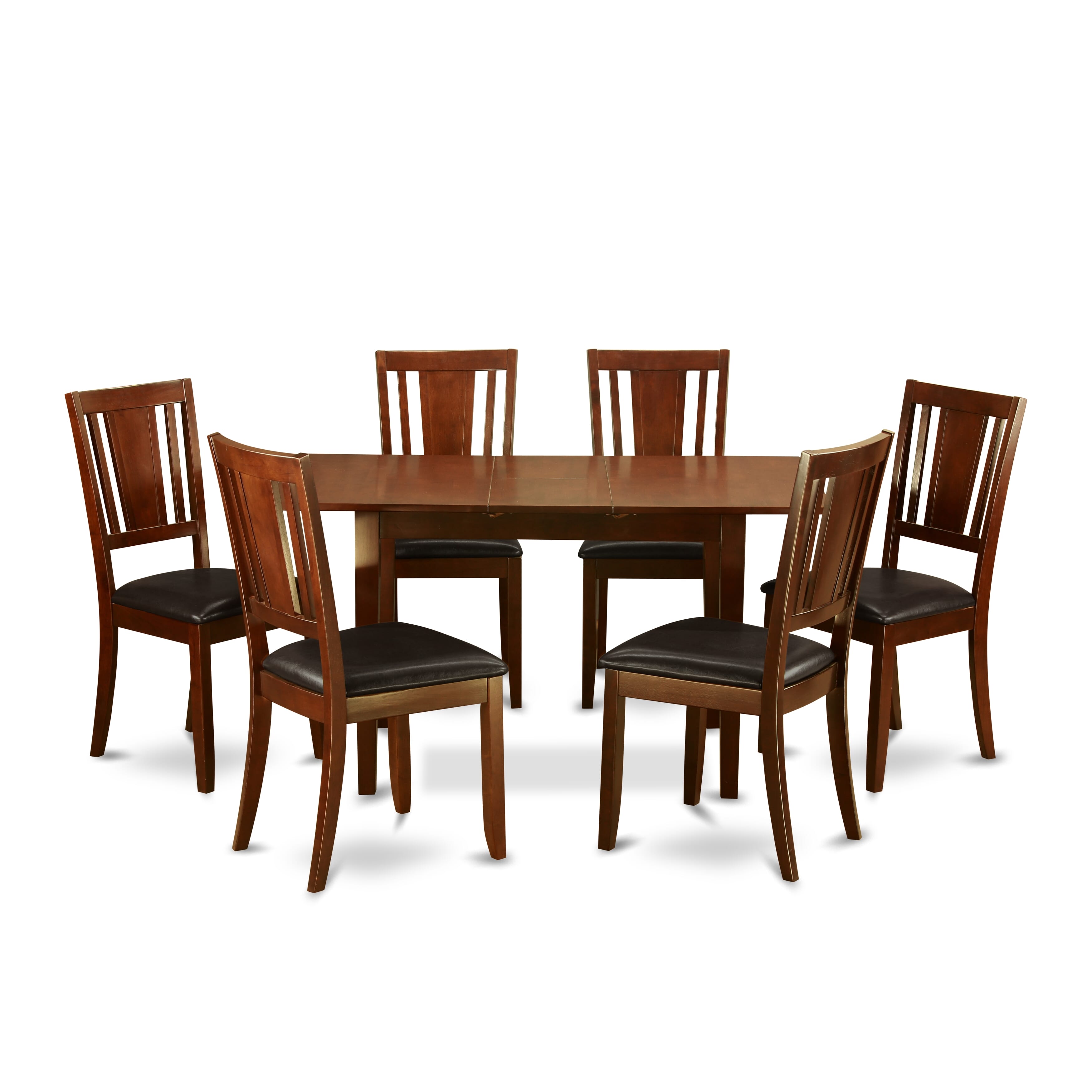 NODU7-MAH-LC 7 Pc Kitchen Tables set - Table with Leaf and 6 Dining Chairs
