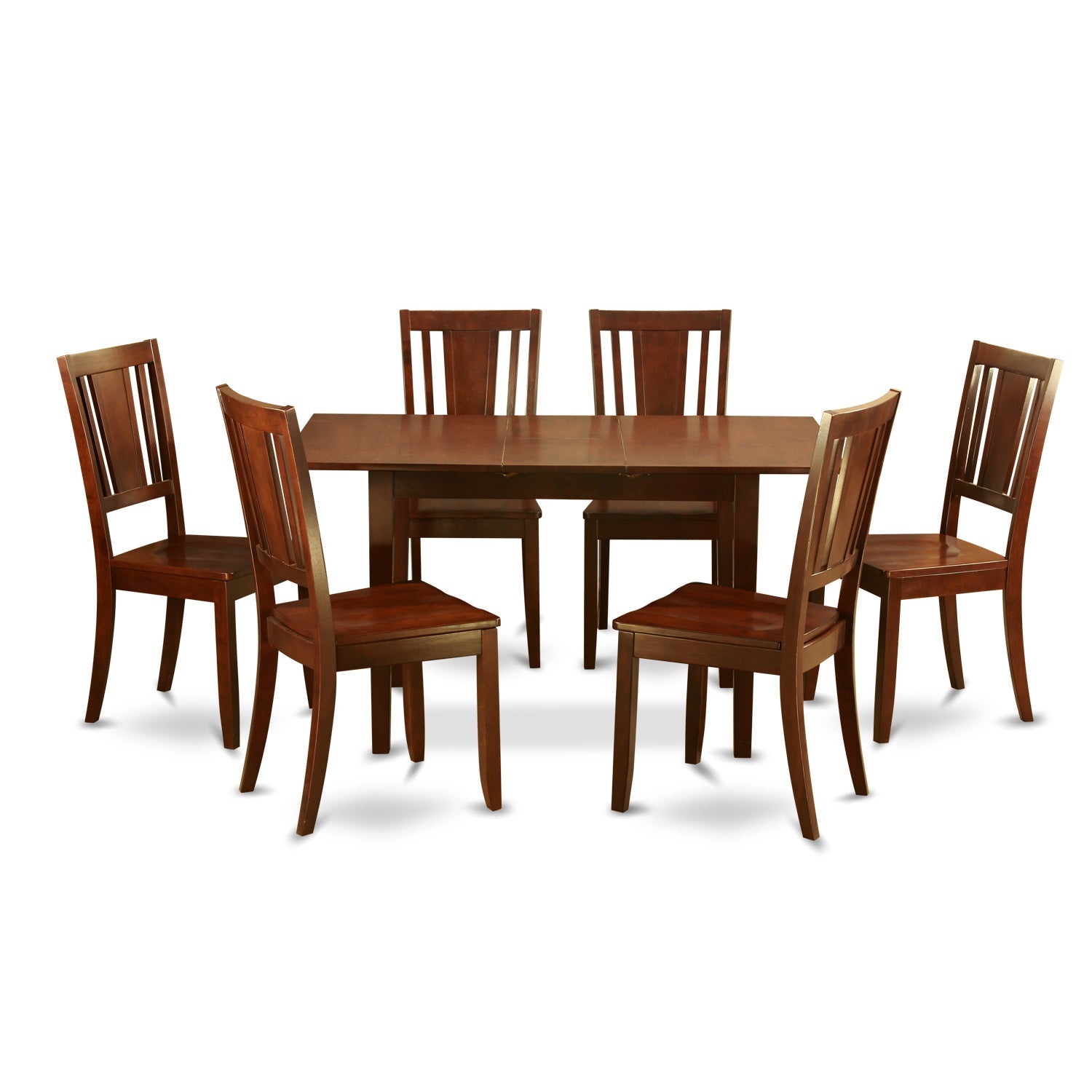 NODU7-MAH-W 7 Pc Kitchen Dining Tables set - Table with Leaf and 6 Dining Chairs