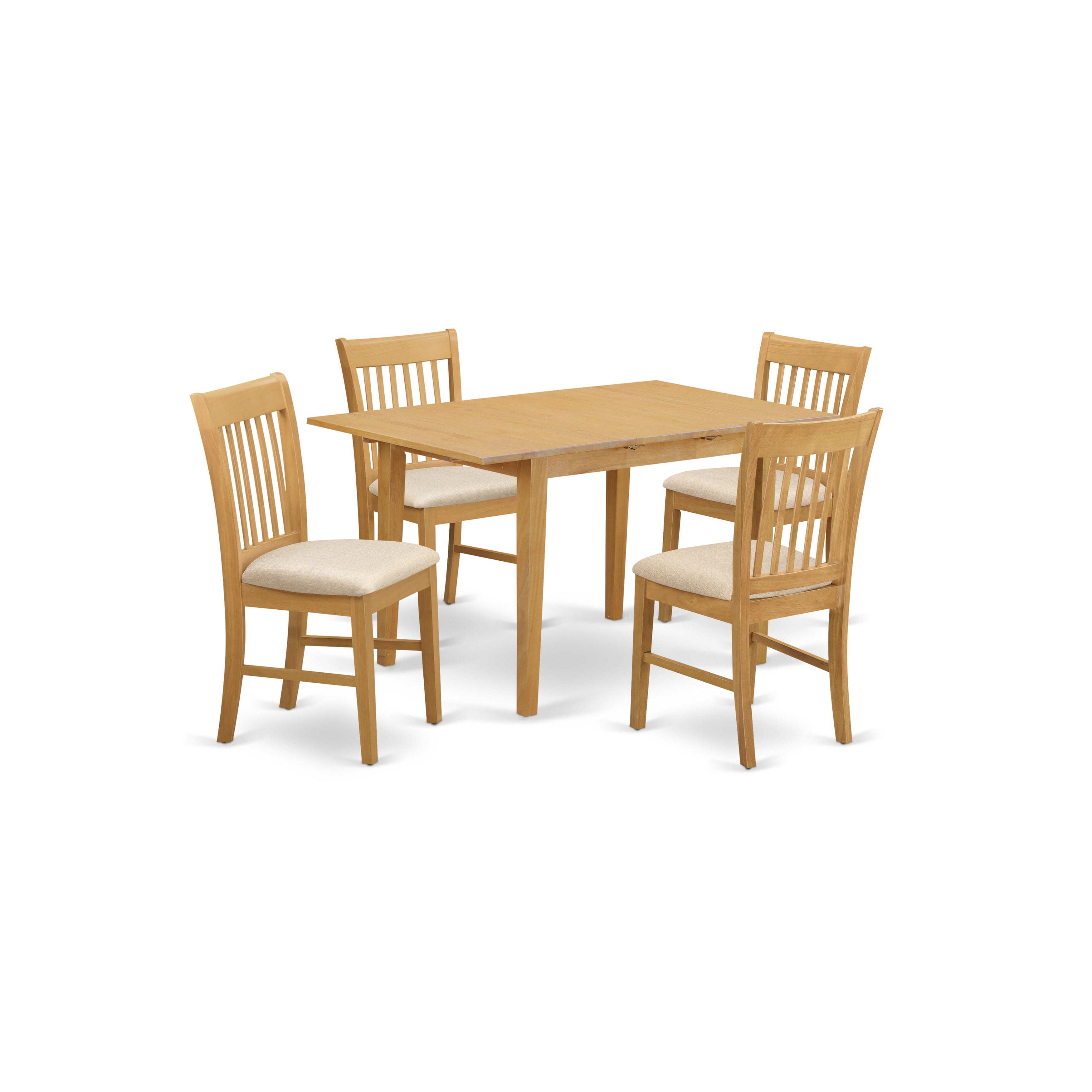 NOFK5-OAK-C 5 Pc dinette set for small spaces - Table and 4 Dining Table Chairs