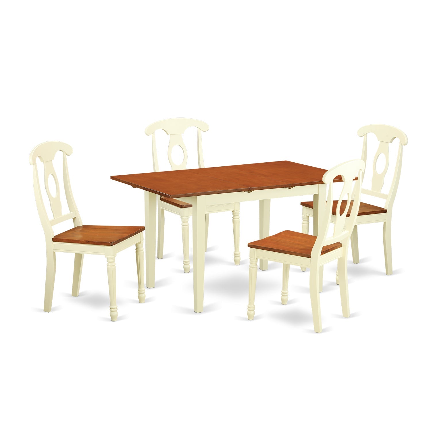NOKE5-WHI-W 5 Pc Table and chair set for 4-Table and 4 Dining Chairs