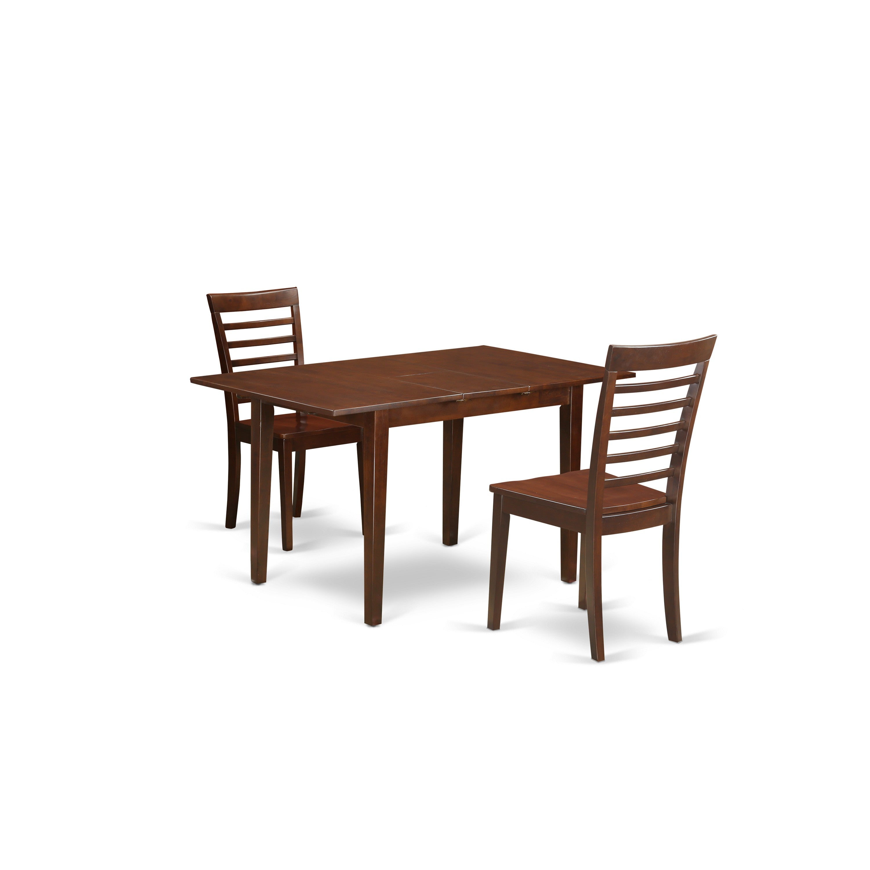 NOML3-MAH-W 3 Pc Kitchen dinette set - Table with Leaf and 2 Kitchen Chairs