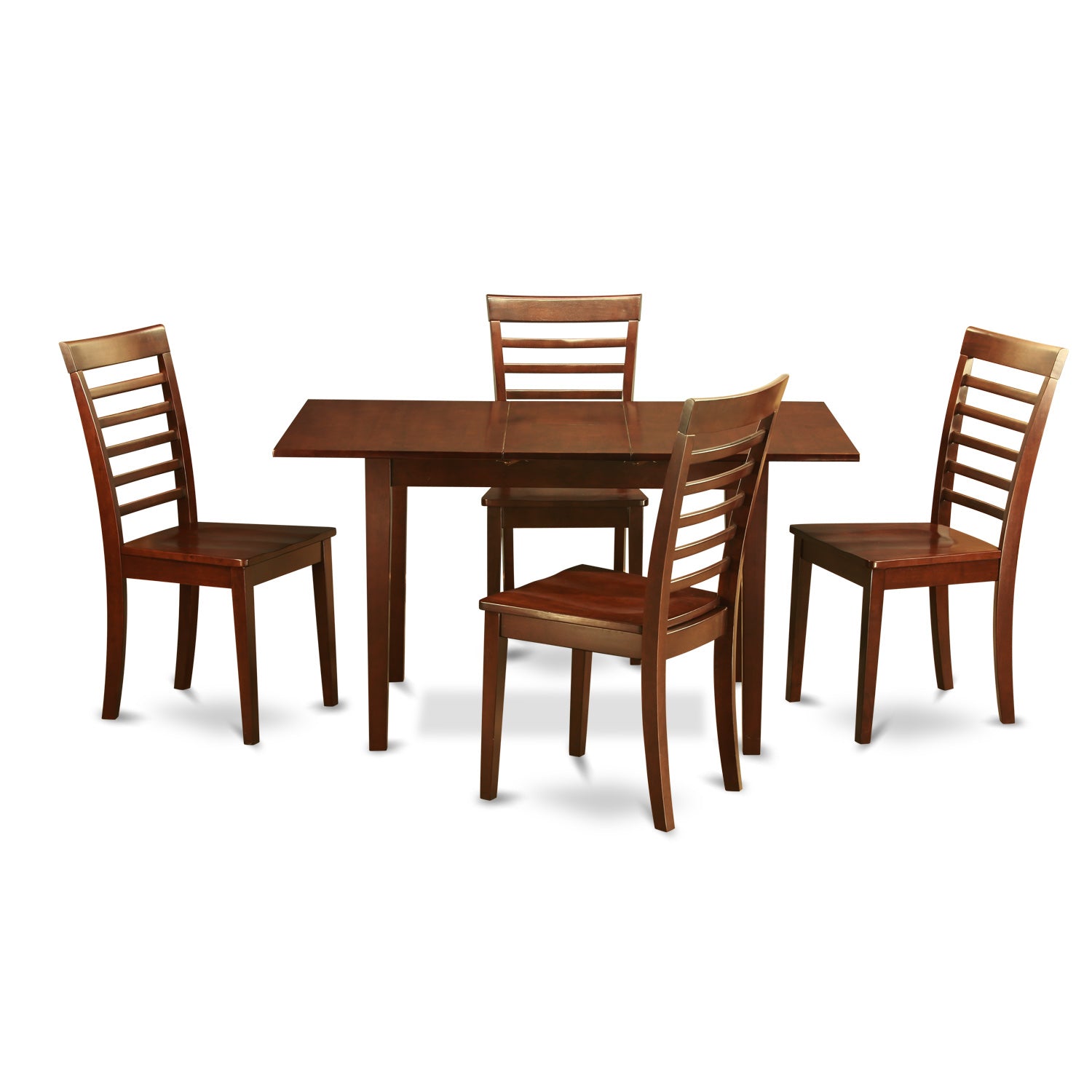 NOML5-MAH-W 5 Pc Kitchen Table set - Table with a 12in Leaf and 4 Kitchen Dining Chairs